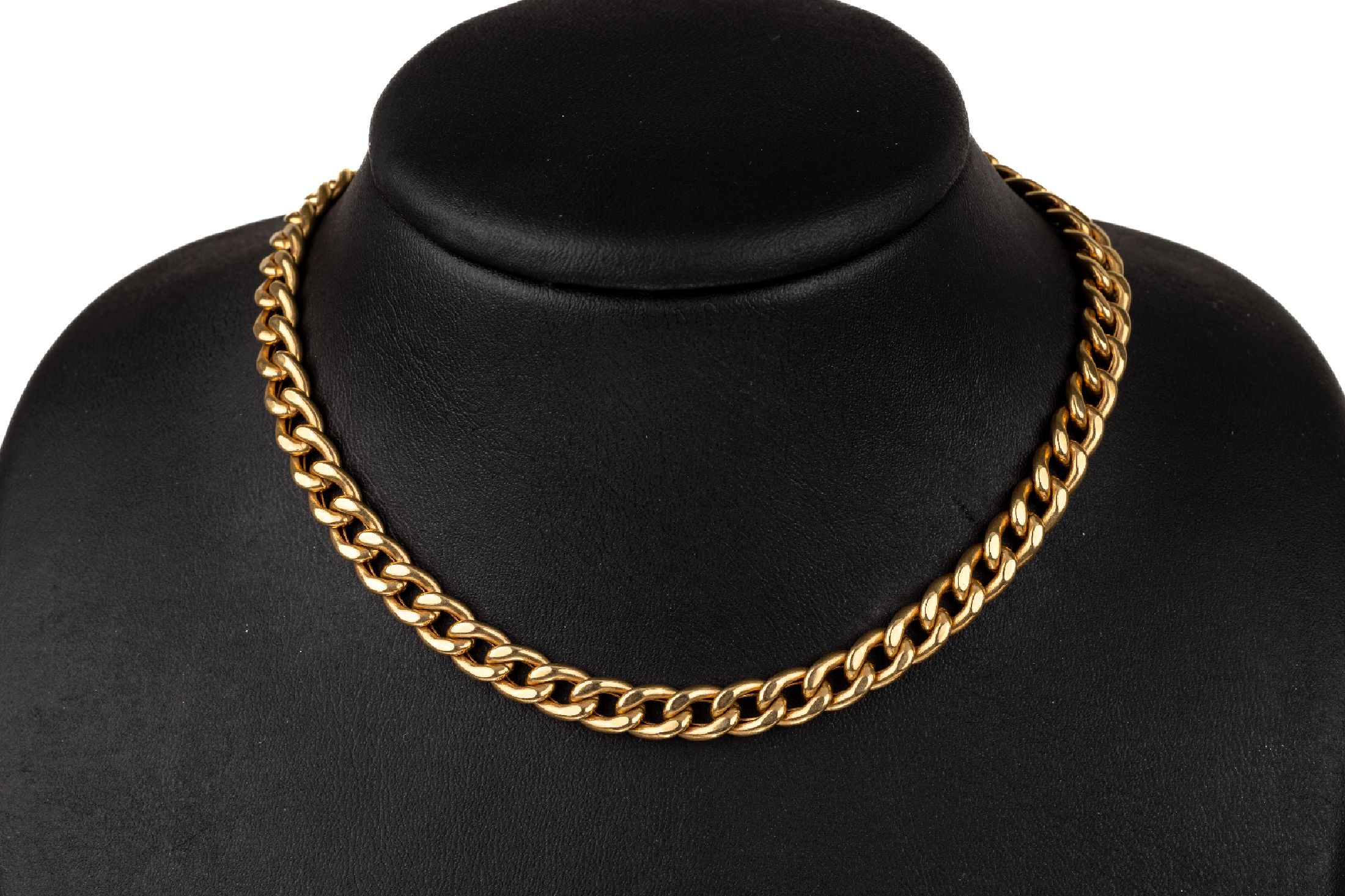 18 kt Gold Flachpanzercollier, GG 750/000, L. ca. 40 cm, Kastenschloss mit Sicherheitsacht, ca. 21 g