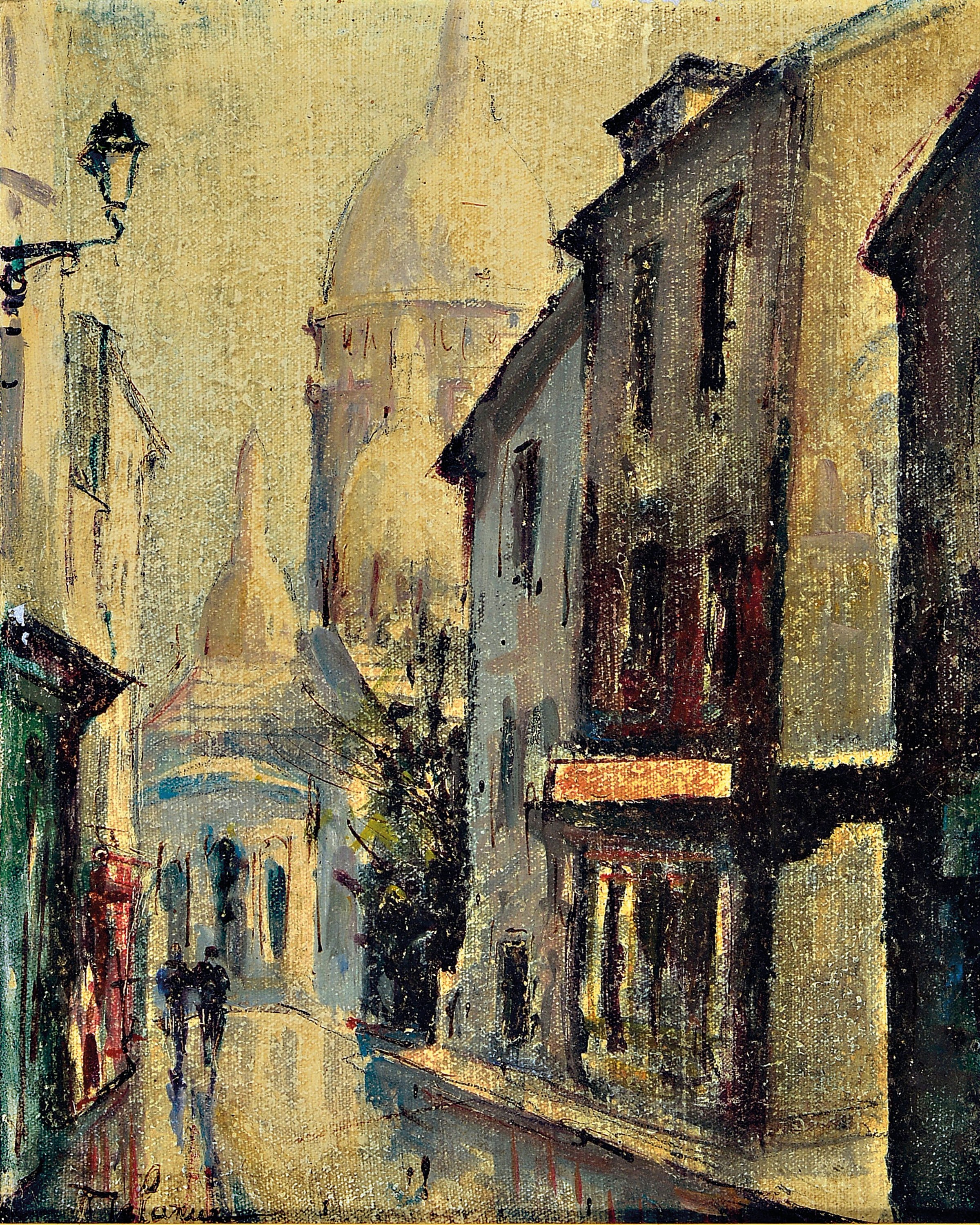 Zuschreibung: Jean Baptiste Delarue, 1925-2011, Ansicht aus Paris, Öl/Lwd, links unten signiert, ca. 27x22cm, R. ca. 37x32cm