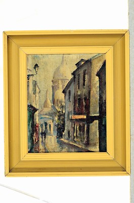 26716599k - Attribution: Jean Baptiste Delarue, 1925-2011,view from Paris, oil/canvas, signed lower left, approx. 27x22cm, frame approx. 37x32cm