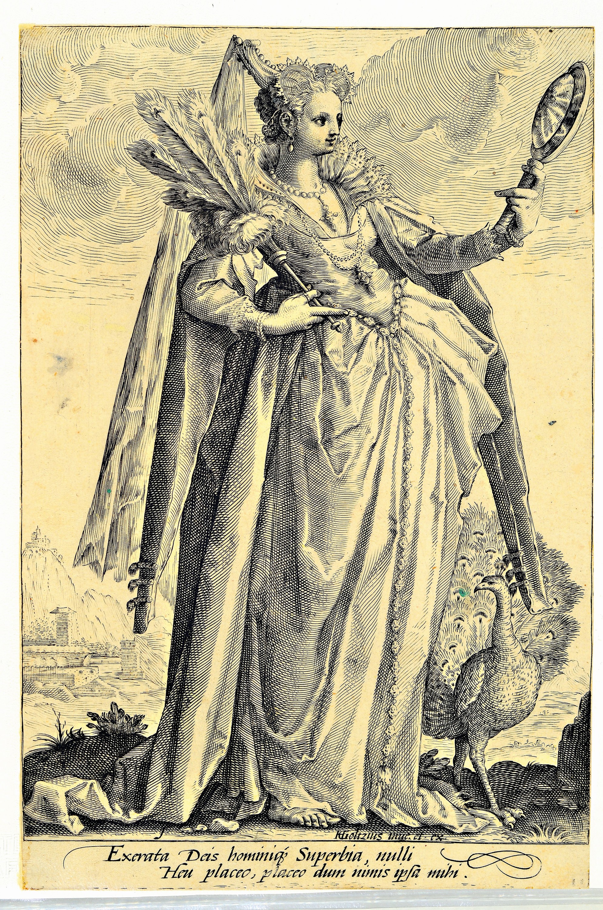 Detail k: Die sieben Todsünden, Kupferstiche nach Hendrick Goltzius (1558 Mühlbrecht-1617 Haarlem), Hochmut, Völlerei, Wollust, Zorn, Neid, Habgier und ...