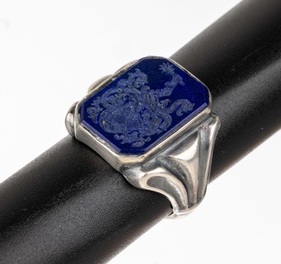 Image 26716771 - Signet ring with lapis lazuli