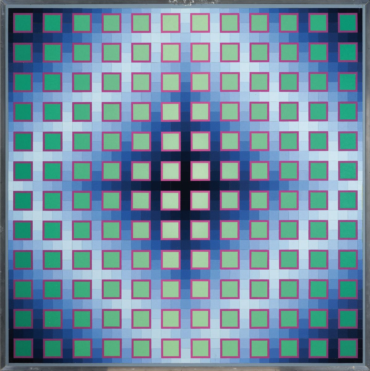 Detail k: Klaus Wendel, 1935 Wollmesheim-2005, Gitterquadrat J4, N 106, rückseitig so betitelt, dat. 1970 und signiert, Acryl auf Hartfaser, ca. 74x74cm, R. ...