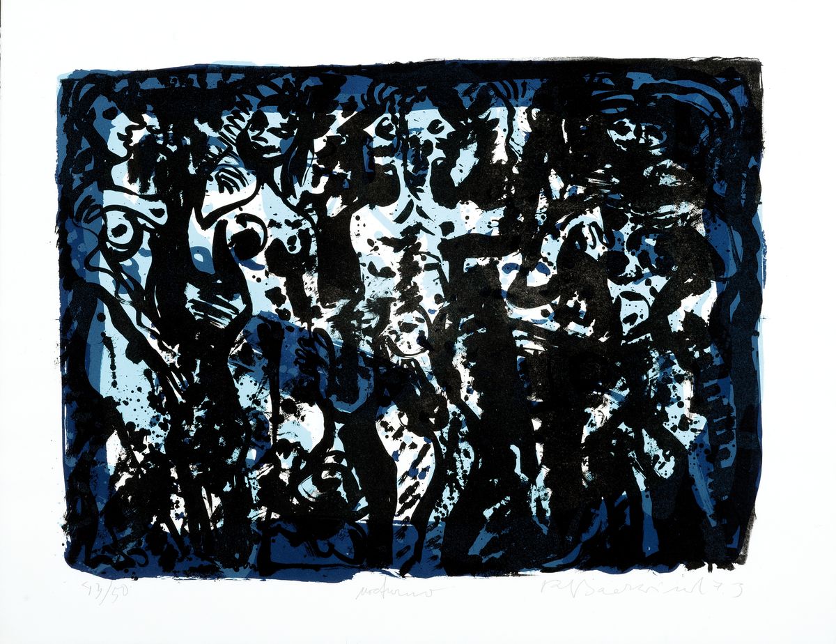 Rudi Baerwind, 1910-1982 Mannheim, 2 Farblithographien, beide handsigniert und num. 43/50, eine betitelt nocturno, Blattgr. je ca. 50x65 bzw. ...