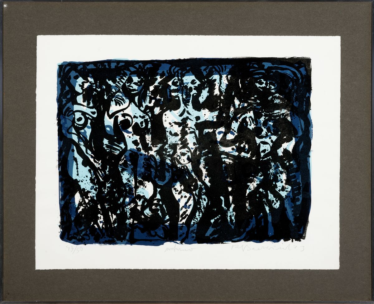 Detail k: Rudi Baerwind, 1910-1982 Mannheim, 2 Farblithographien, beide handsigniert und num. 43/50, eine betitelt nocturno, Blattgr. je ca. 50x65 bzw. ...
