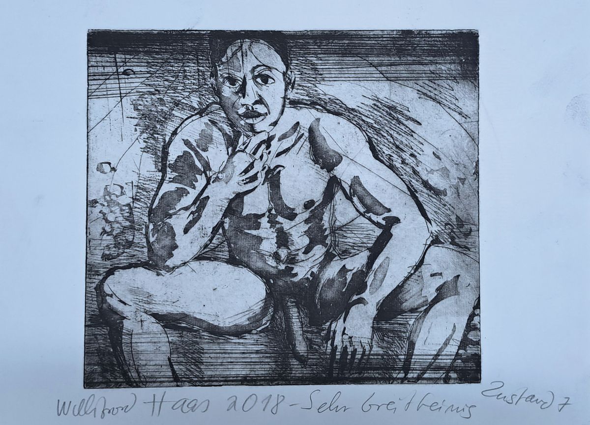 Detail a: Willibrord Haas, geb. 1936 Schramberg, 10 Radierungen auf Bütten, 10 männliche Akte, je signiert und datiert 5x2018, 2x2000, 1x2011, 1x1996, ...