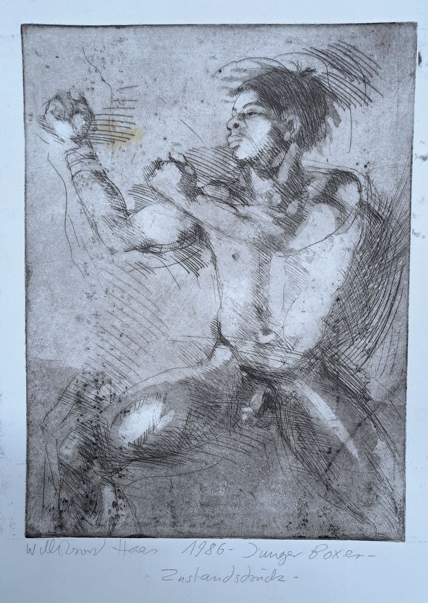 Detail b: Willibrord Haas, geb. 1936 Schramberg, 10 Radierungen auf Bütten, 10 männliche Akte, je signiert und datiert 5x2018, 2x2000, 1x2011, 1x1996, ...