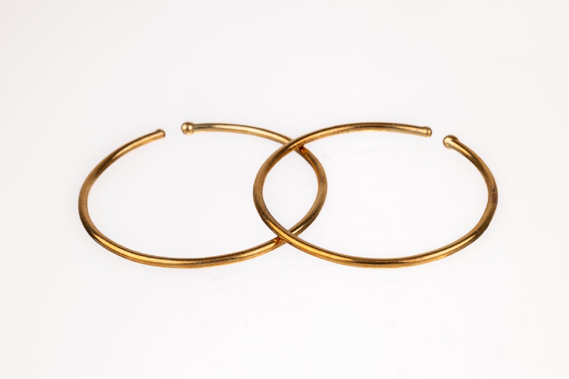 Paar 14 kt Gold Ohrcreolen, GG 585/000, zumEinhängen in die Ohrmuschel, D. ca. 4.5 cm, ca. 11.1 g