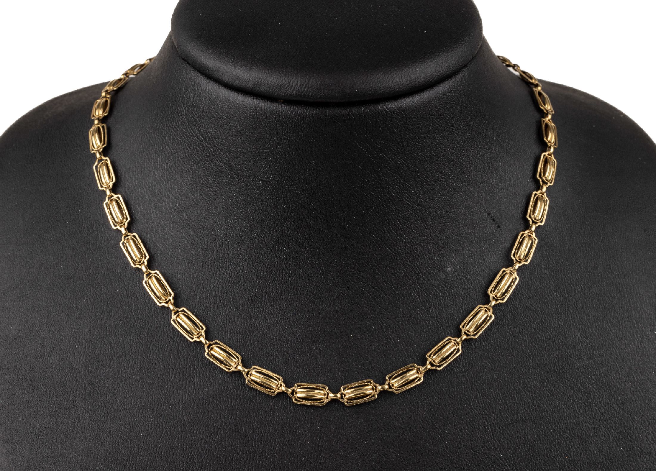 14 kt Gold Uhrenkette, 1930er Jahre, GG 585/000, Federring und Karabiner, L. ca. 40 cm, ca. 12.2 g