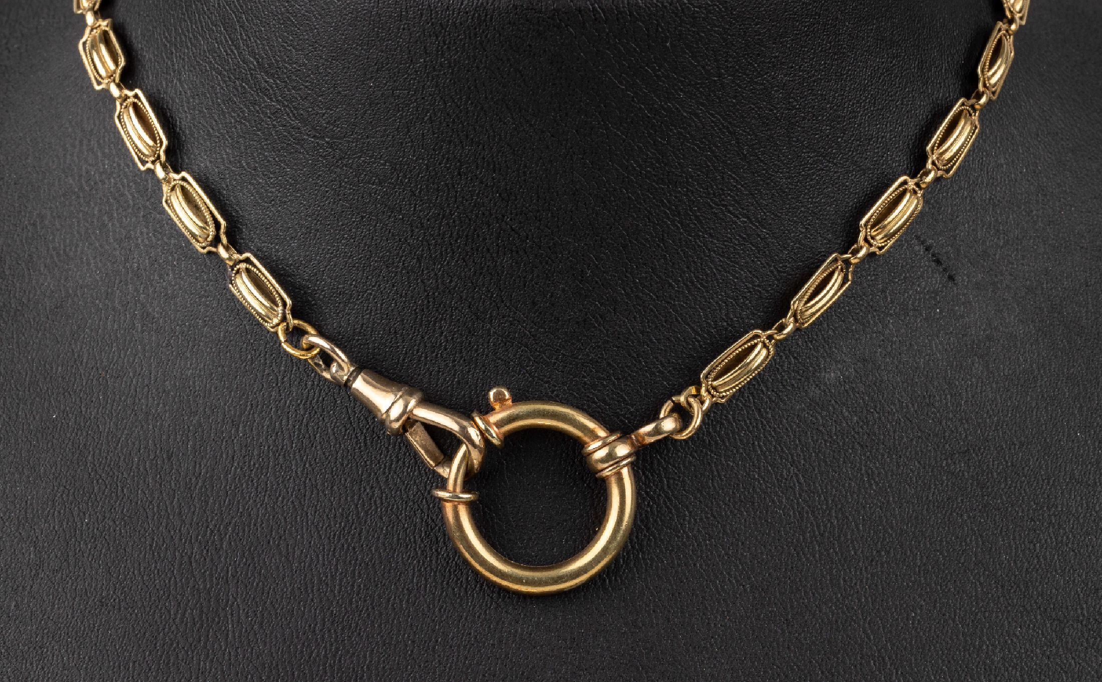 Detail a: 14 kt Gold Uhrenkette, 1930er Jahre, GG 585/000, Federring und Karabiner, L. ca. 40 cm, ca. 12.2 g