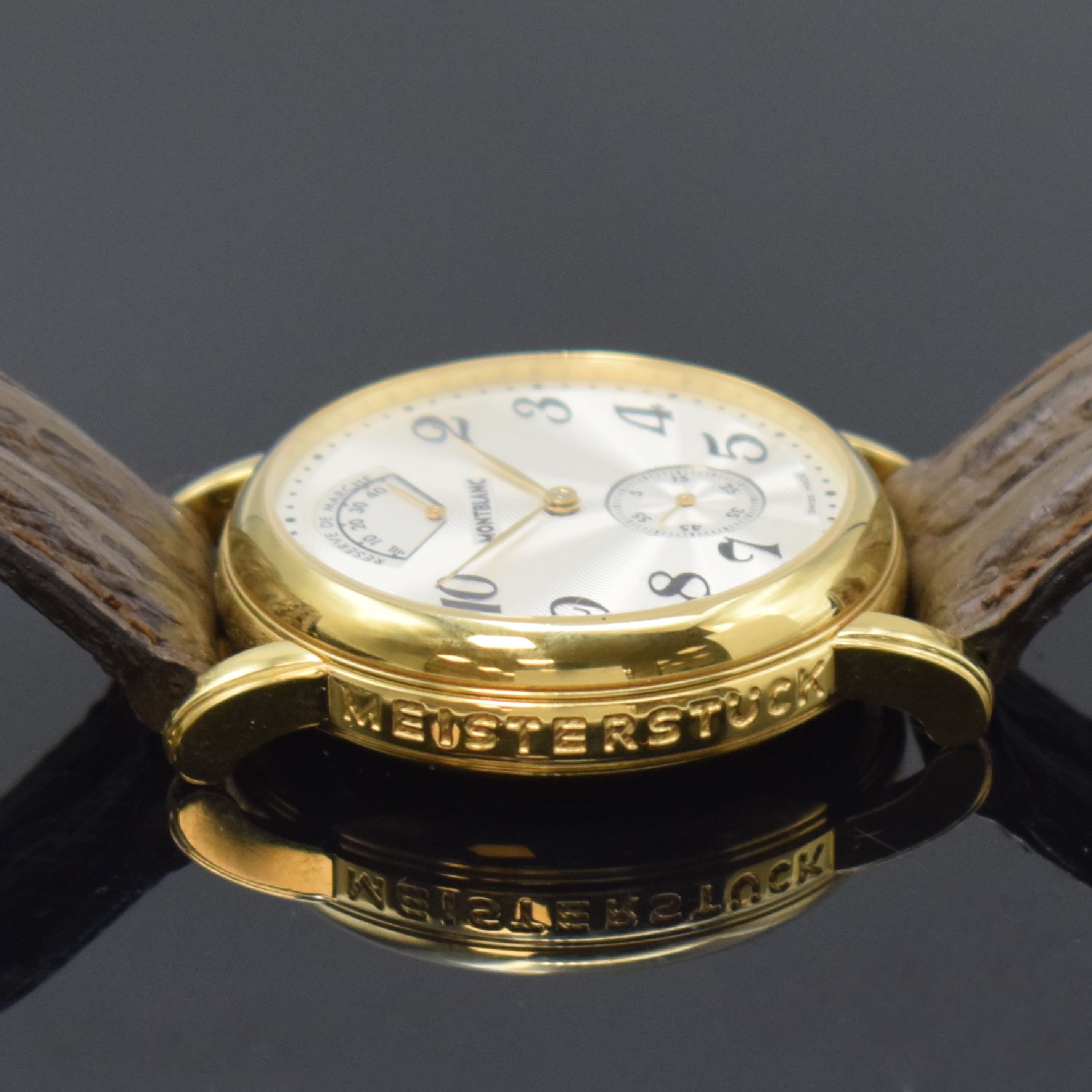 Detail c: MONTBLANC Herrenarmbanduhr Meisterstück mit Gangreserveanzeige Referenz 7003, Schweiz um 2000, Handaufzug, verg. Edelstahlgeh. inkl. Lederband m. ...