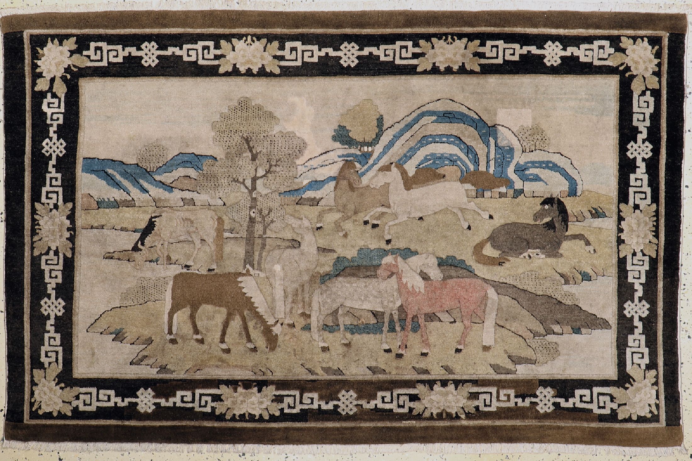 Antiker Pao Tow, China, um 1900, Wolle auf Baumwolle, ca. 203 x 130 cm, EHZ: 2, (Restauriert)
