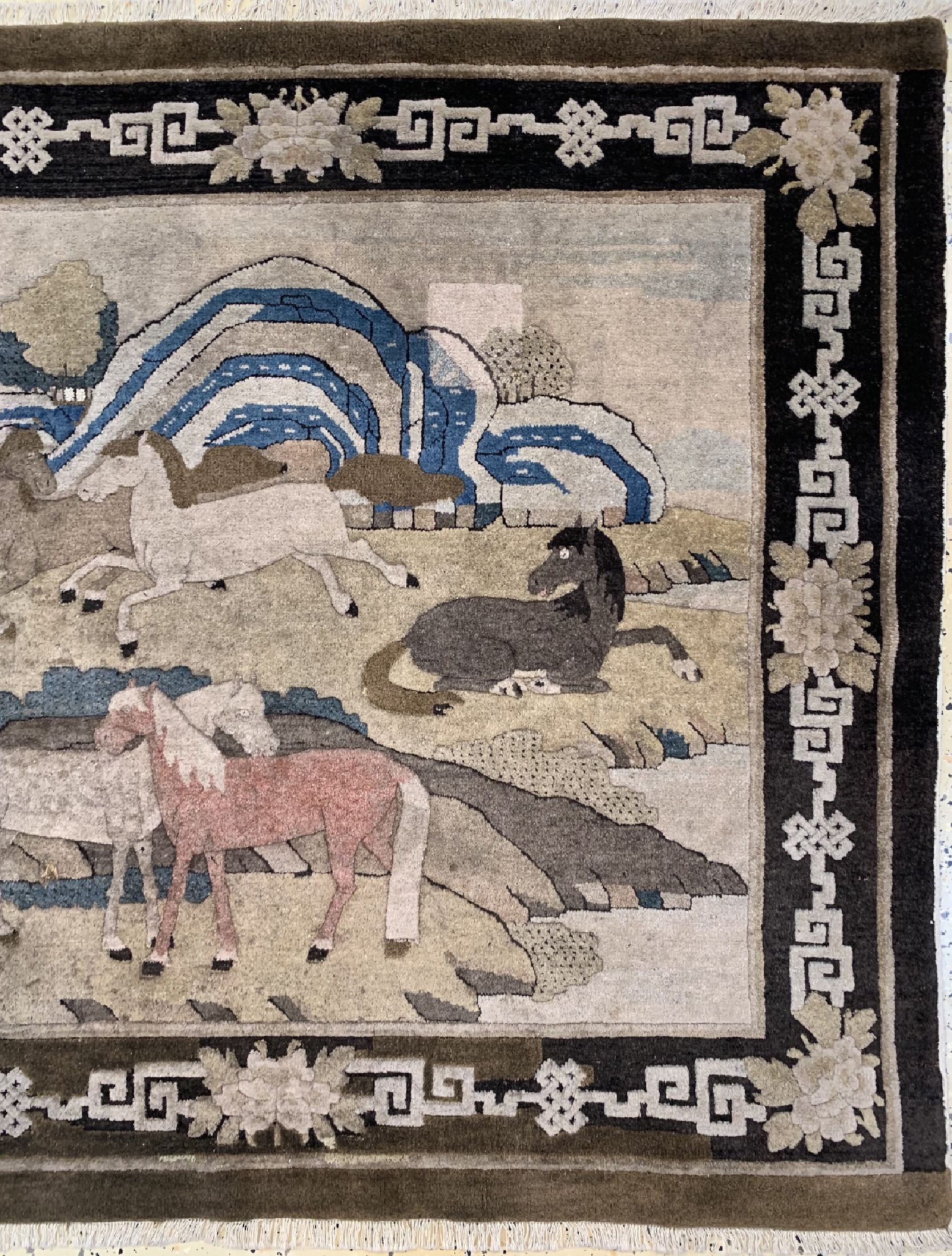Detail a: Antiker Pao Tow, China, um 1900, Wolle auf Baumwolle, ca. 203 x 130 cm, EHZ: 2, (Restauriert)