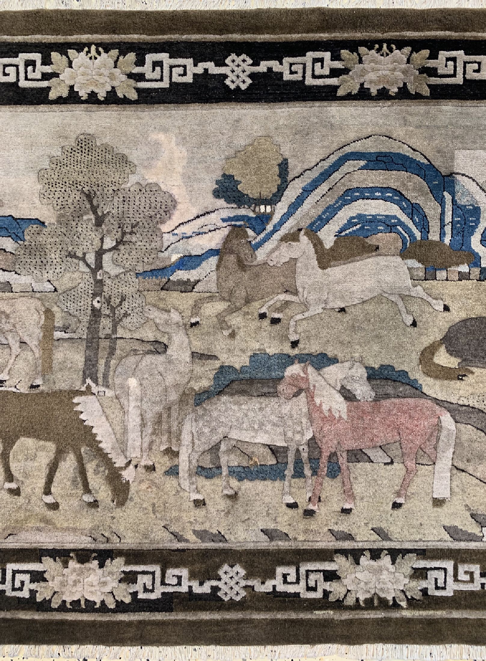 Detail b: Antiker Pao Tow, China, um 1900, Wolle auf Baumwolle, ca. 203 x 130 cm, EHZ: 2, (Restauriert)