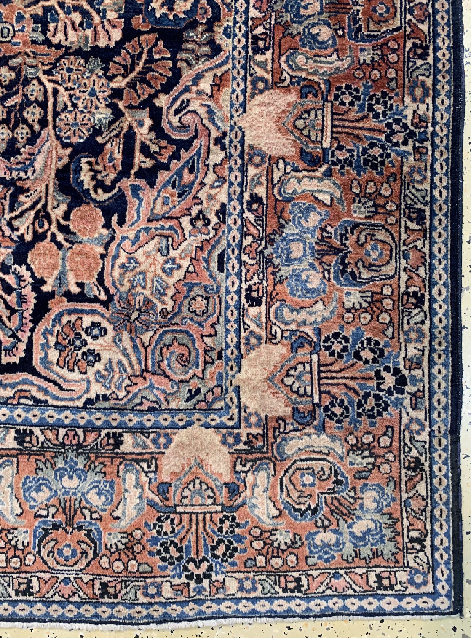 Detail a: Us Re-Import Sarogh, Persien, um 1910/1920,Korkwolle auf Baumwolle, ca. 270 x 185 cm, gereinigt, EHZ: 1-2