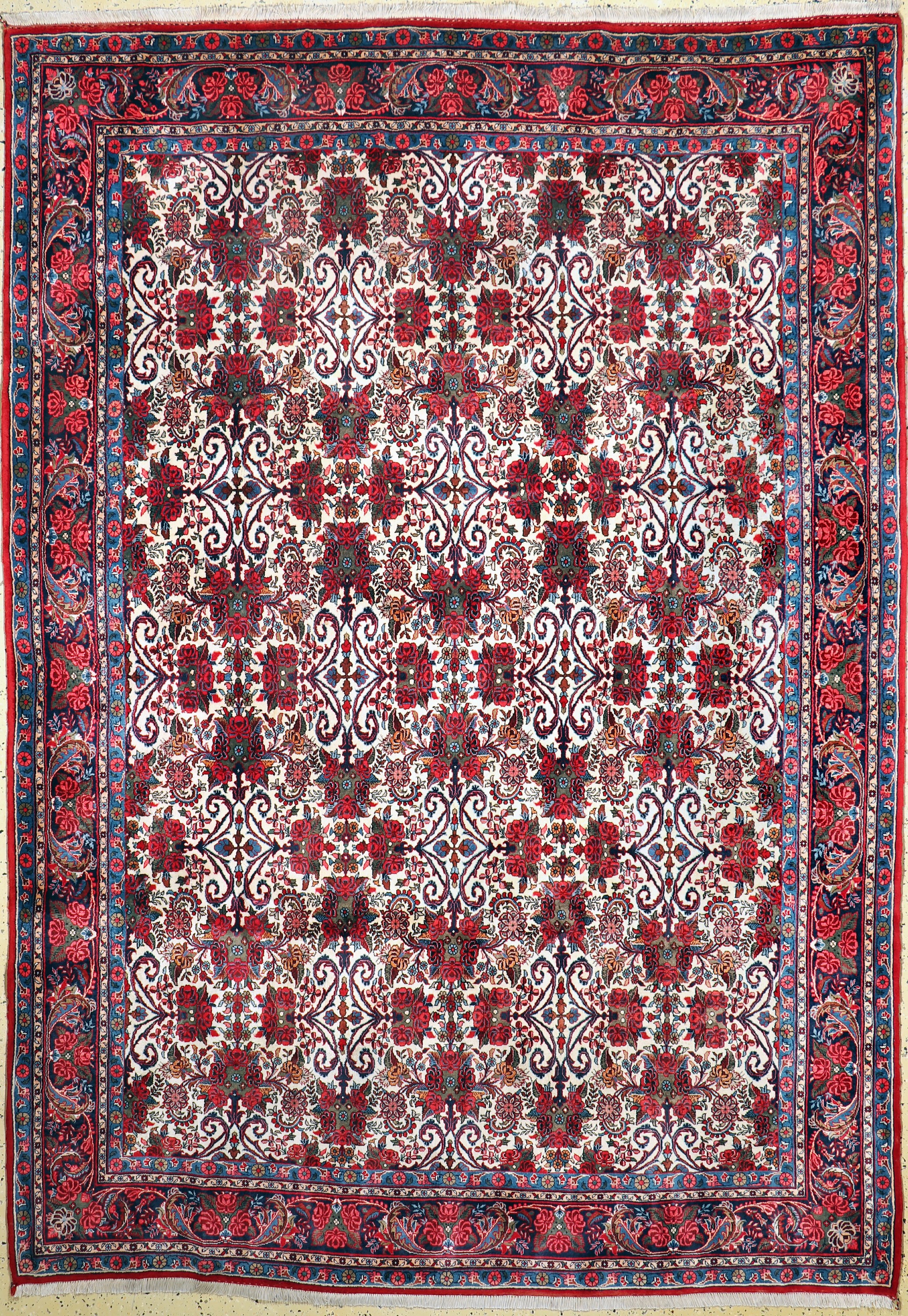 Rosenbidjar Kork fein, Persien, ca. 50 Jahre, Korkwolle auf Baumwolle, ca. 330 x 220 cm, Reinigungsbedürftig, EHZ: 1-2
