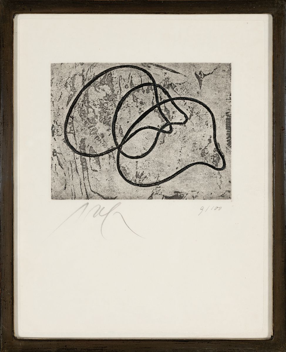 Detail k: Hans Arp, 1886 Strassburg-1966 Basel, Radierung auf BFK Rives, "Precursori", 1960, Ed. 9/100, handsigniert, Blatt 25x19,5 cm, unter Glas ...