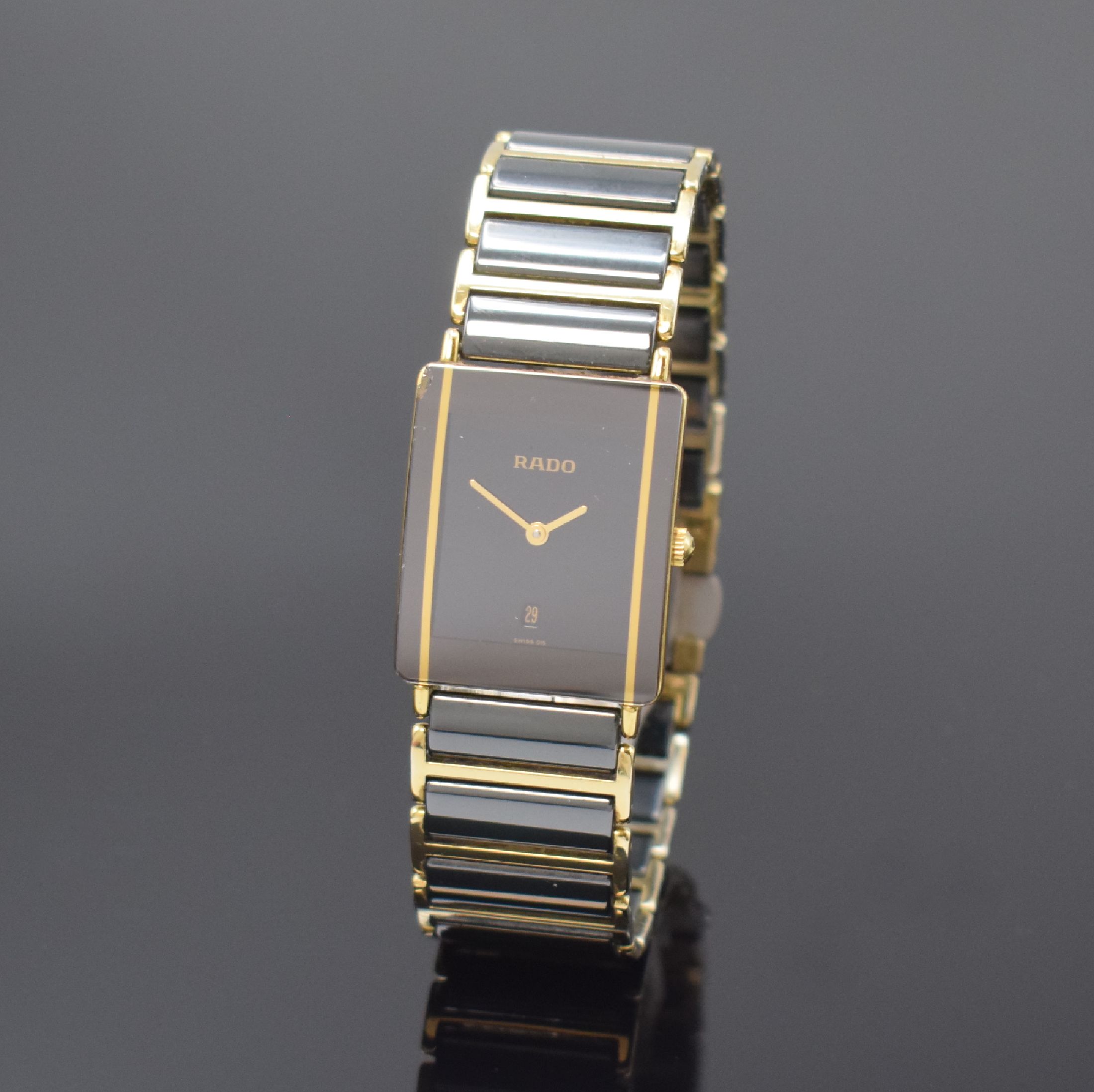RADO Diastar Armbanduhr Referenz 160.0381.3, Schweiz um 2005, quarz, verg. Gehäuse, Boden 4-fach verschr., verg. Gliederband mit Keramikelementen, ...