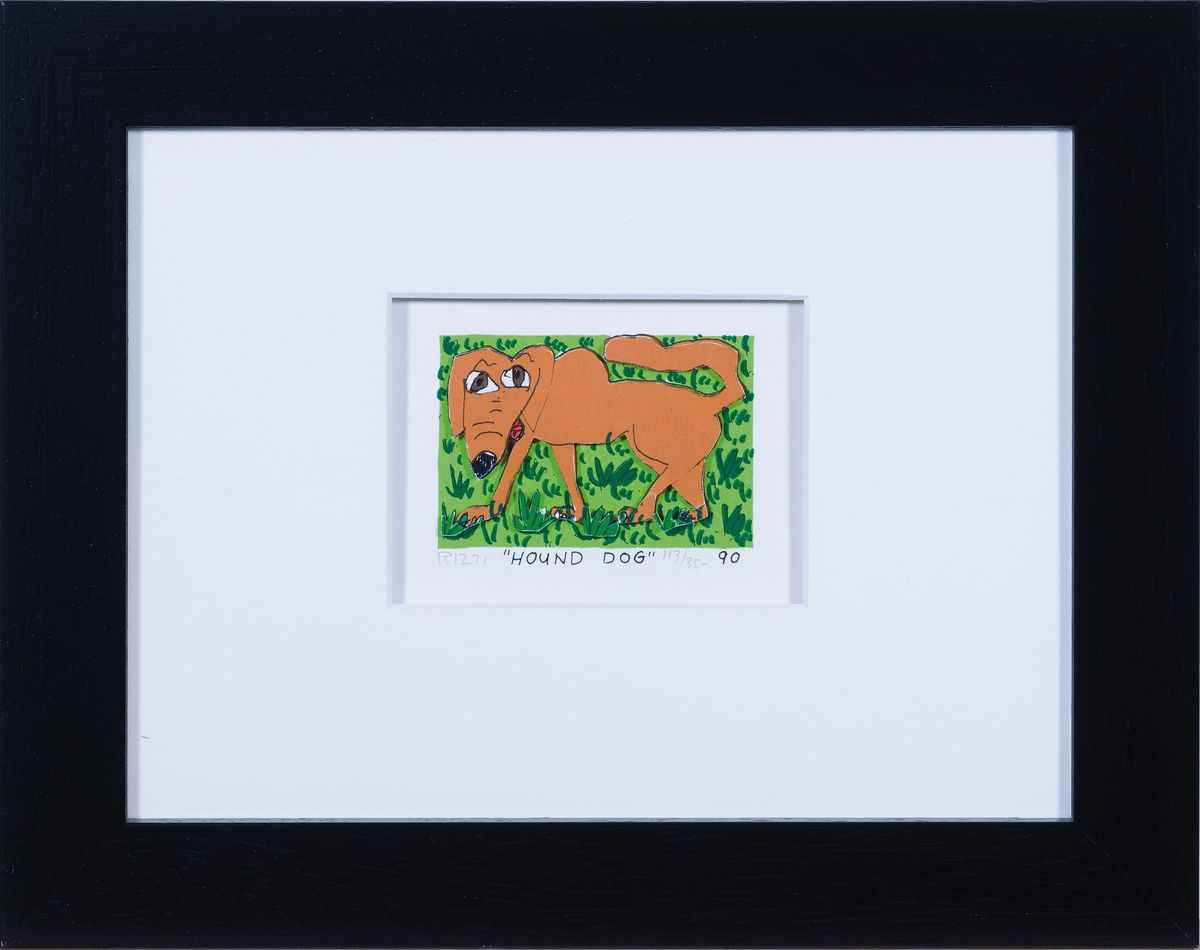 Detail k: James Rizzi, 1950-2011, "Hound Dog", 3D-Konstruktion von 1990, handsign., num. 113/350, motiv ca. 7,5x5,5 cm, R. 28x22x4,5 cm