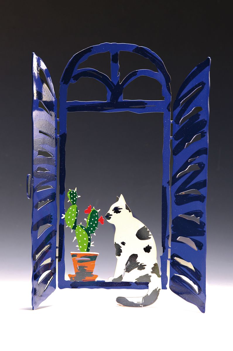 David Gerstein, geb. 1944, Jerusalem, Skulptur "Coexistence", aus dem Jahr 2006, frei stehendes Metallobjekt, H. 30cm, B. 20 cm, im Druck ...