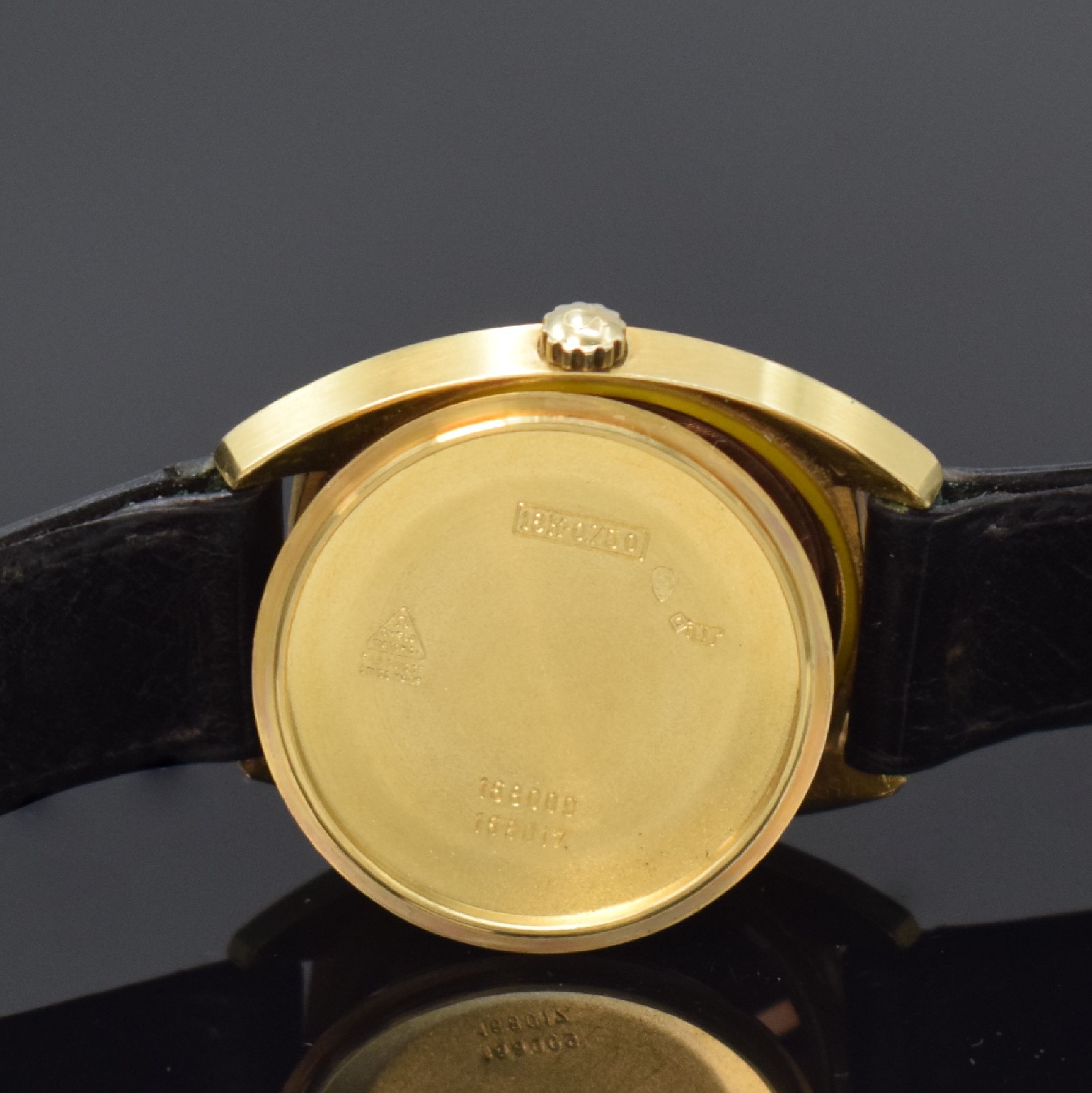 Detail f: OMEGA Herrenarmbanduhr Constellation Chronometer in GG 750/000 Referenz 168009 / 168017, Schweiz um 1967, Automatik, Boden m. Darst. Sternwarte ...