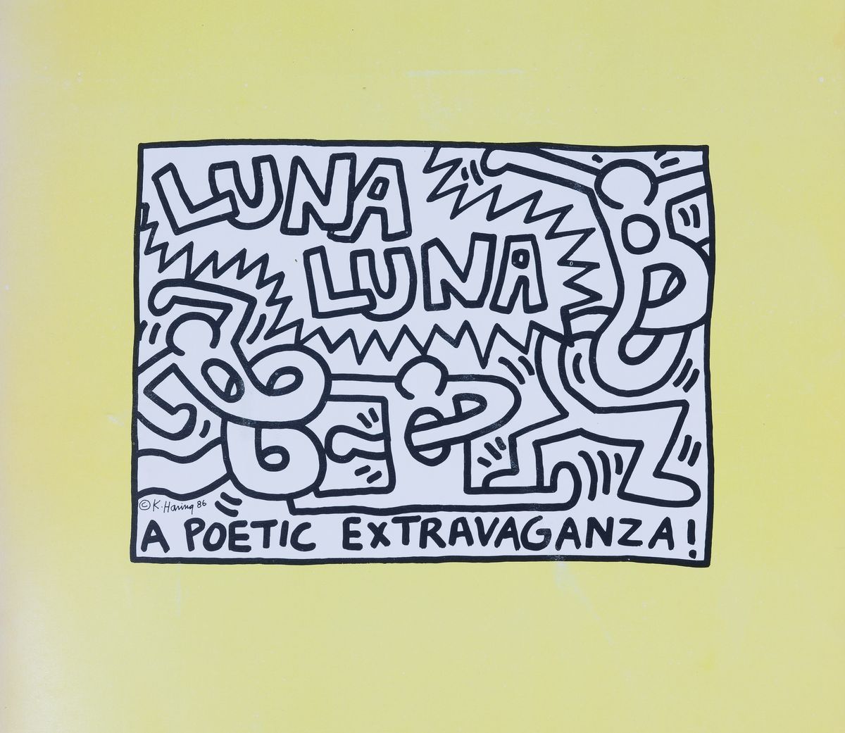 Detail k: Keith Haring, 1958-1990, "Luna Luna Karussel, von 1986, gefaltetes Pop-up Karussel,farbigeIllustration auf Karton, Format geschlossen 30,5x30,5 ...