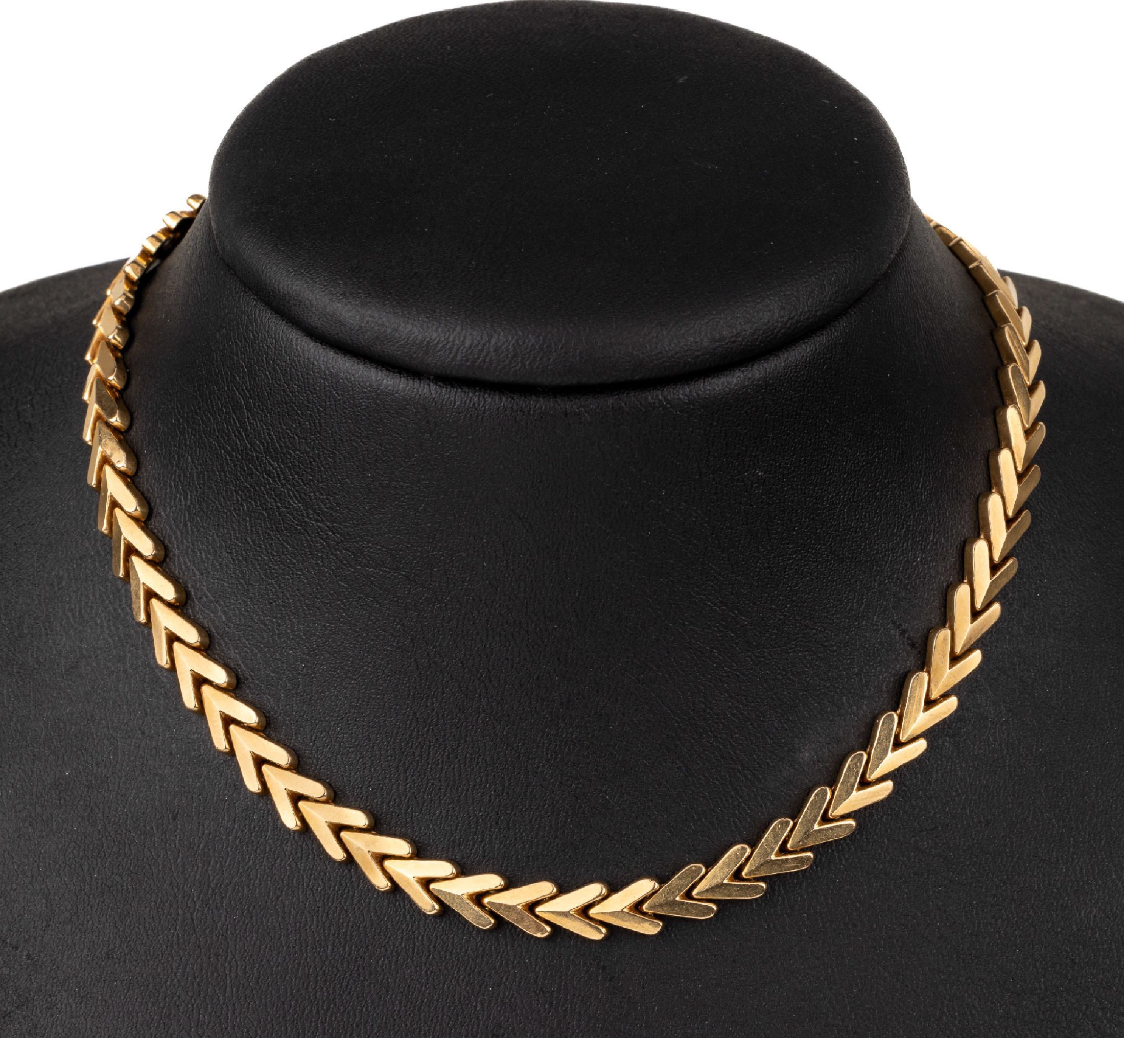 18 kt Gold Collier, GG 750/000, V-förm. Glieder, L. ca. 43 cm, ca. 23.5 g, Kastenschloss mit Sicherheitsacht