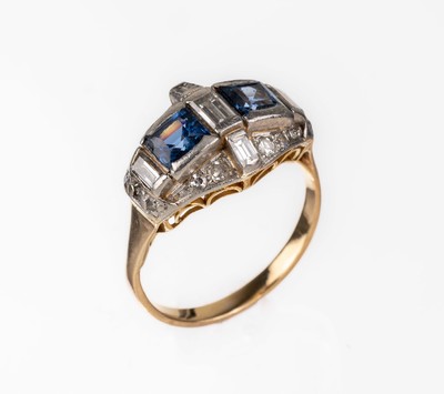 Image 26719154 - 18 kt gold sapphire-diamond-ring, approx. 1930
