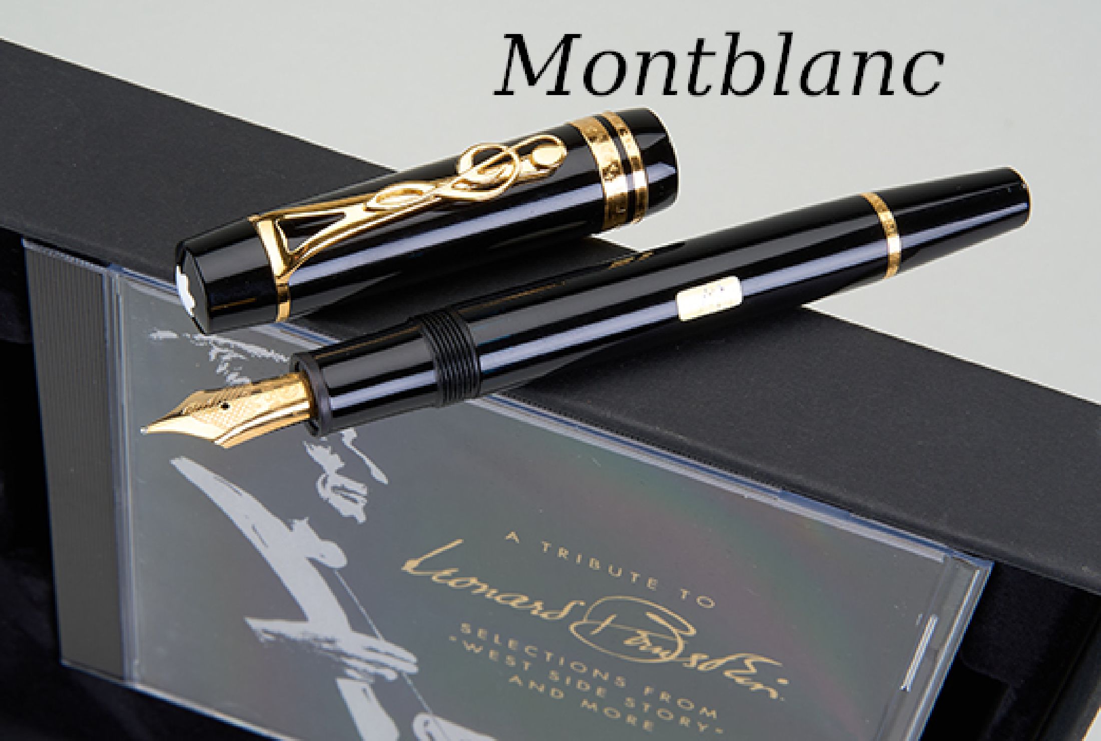MONTBLANC Leonard Bernstein Füllfederhalter, Special Edition 1991, Philharmonia of the Nations, Monturen Metall verg., Clip in Form eines ...