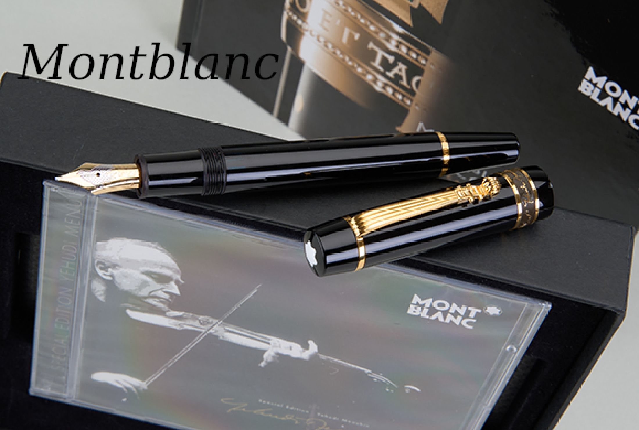 MONTBLANC Yehudi Menuhin Füllfederhalter, Special Edition 2000, Korpus schwarzes Edelharz, Monturen Metall verg., Clip in Form eines Geigenhalses, ...