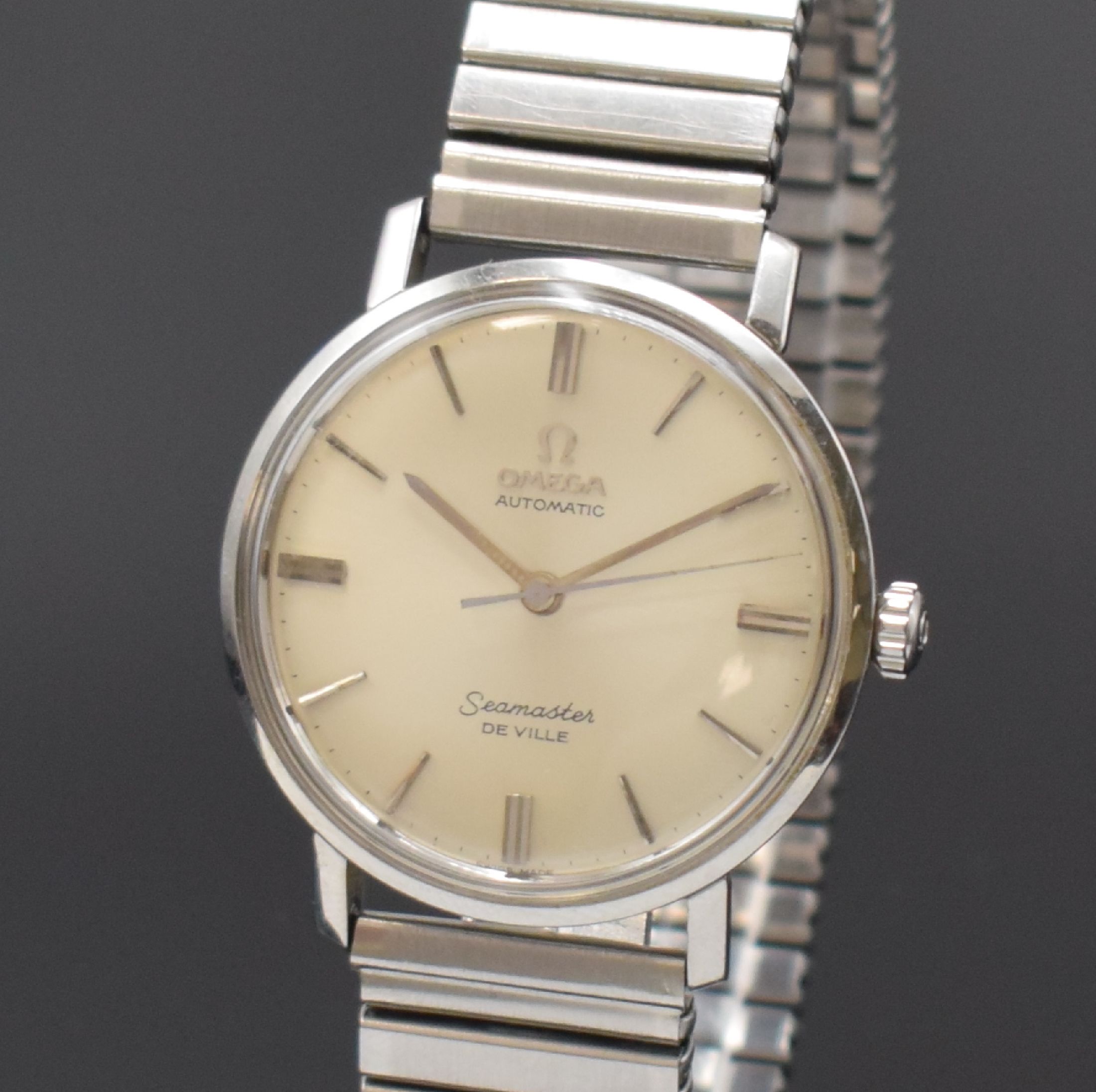 Detail a: OMEGA Seamaster De Ville Herrenarmbanduhr in Stahl Referenz 14905 SC-62, Schweiz um 1962, Automatik, Monocoque-Geh., Glasrand aufgedr., orig. Krone ...