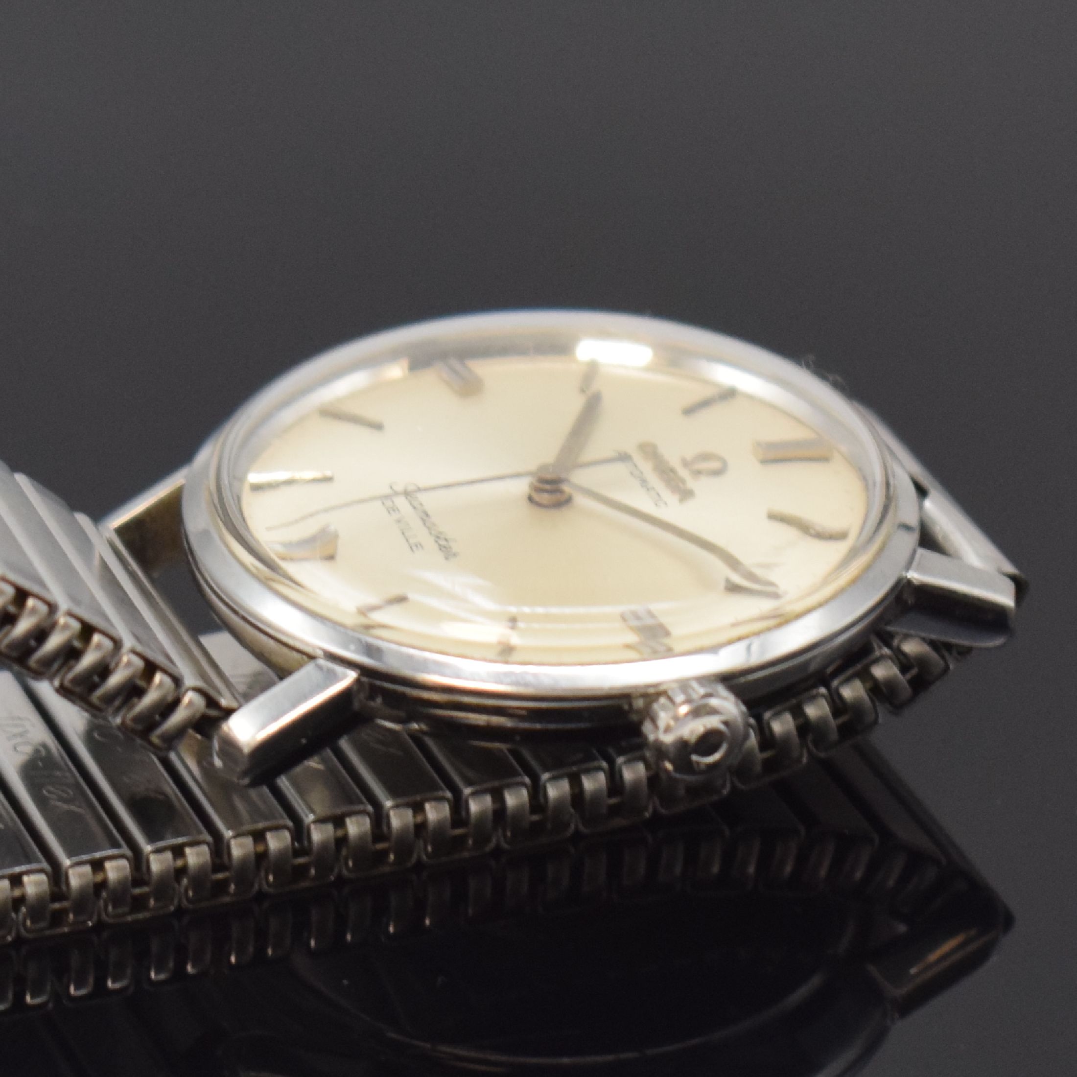 Detail b: OMEGA Seamaster De Ville Herrenarmbanduhr in Stahl Referenz 14905 SC-62, Schweiz um 1962, Automatik, Monocoque-Geh., Glasrand aufgedr., orig. Krone ...