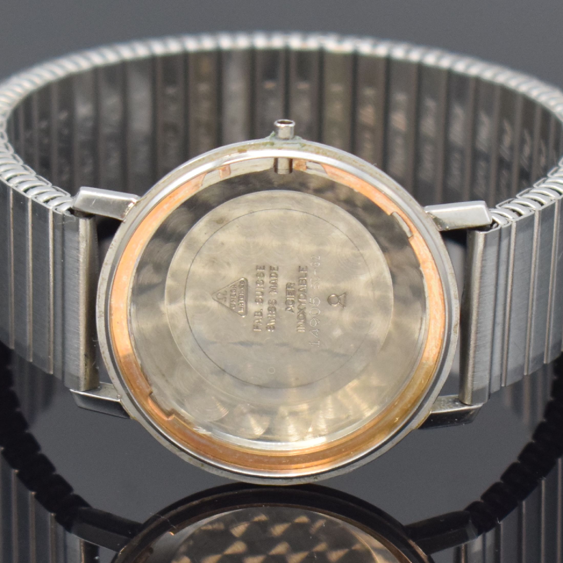 Detail d: OMEGA Seamaster De Ville Herrenarmbanduhr in Stahl Referenz 14905 SC-62, Schweiz um 1962, Automatik, Monocoque-Geh., Glasrand aufgedr., orig. Krone ...