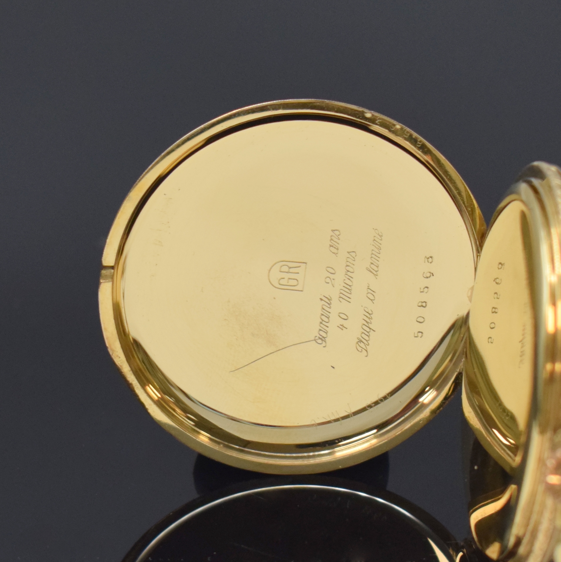 Detail d: Taschenuhrkette in GG 585/000 an vergoldeter Tissot Savonette, Kette Gew. ca. 13g, L. ca. 47 cm, Savonette Schweiz um 1930, Geh. guill. und grav., ...