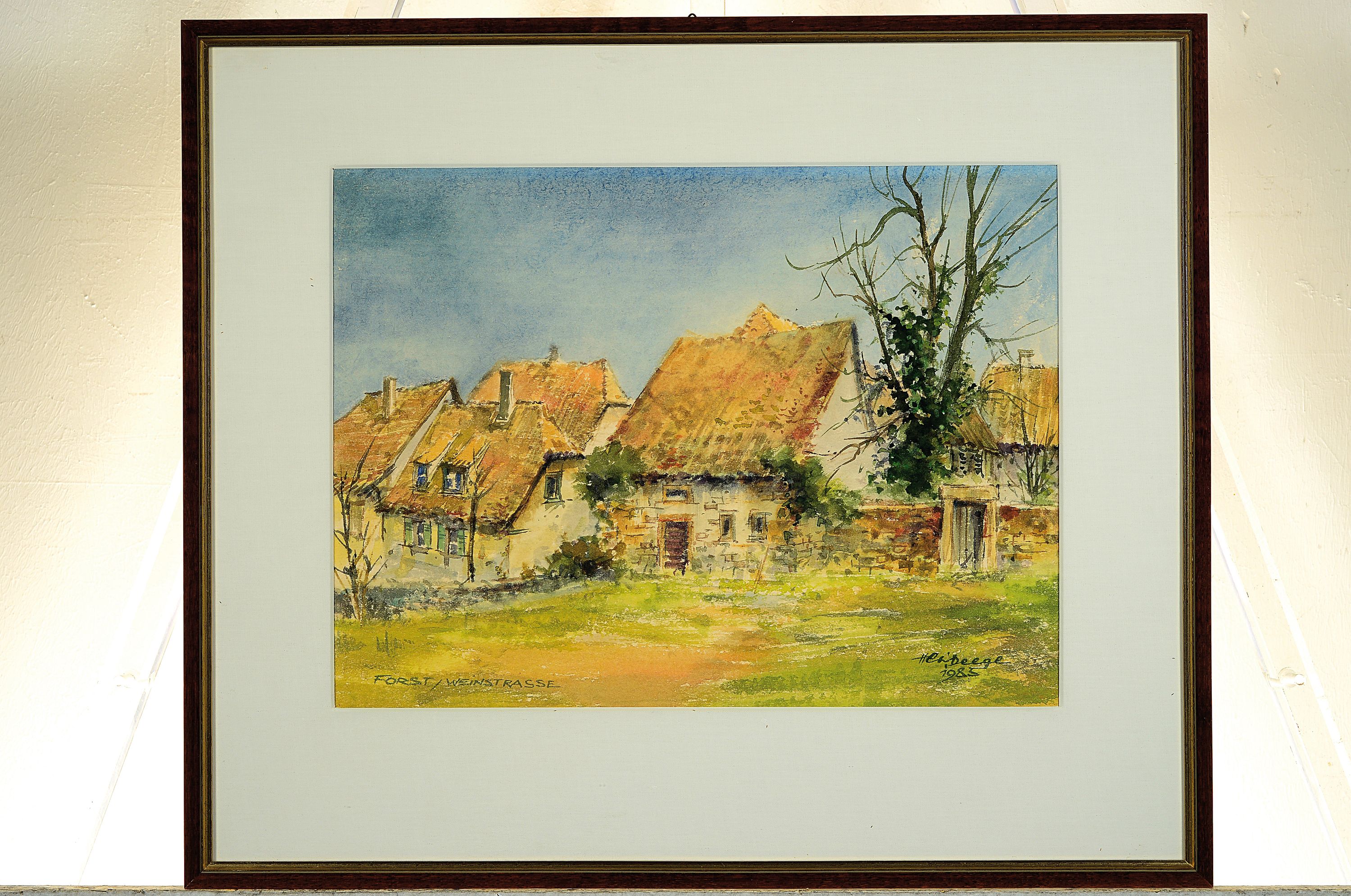 Detail l: Heiner Deege, 1920-2007 Haßloch, 2 Aquarelle: 1) Burg Winzingen Neustadt Weinstraße-Haardt, sign. und dat. 1990, ca. 37x60cm, PP, u.Gl., R. ca. ...