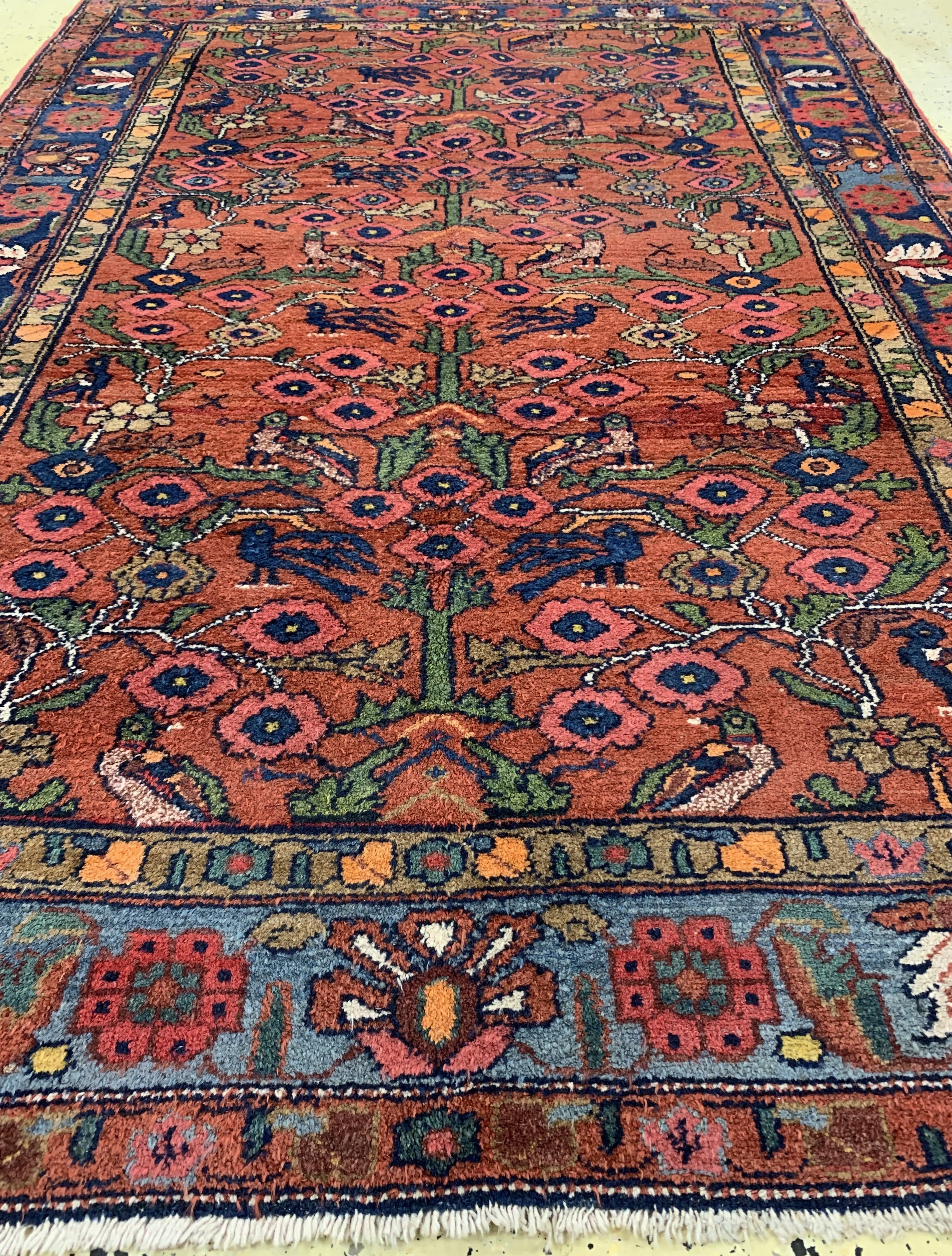 Detail d: Antiker Hamadan, Persien, um 1900, Wolle auf Baumwolle, ca. 212 x 147 cm, EHZ: 3-4