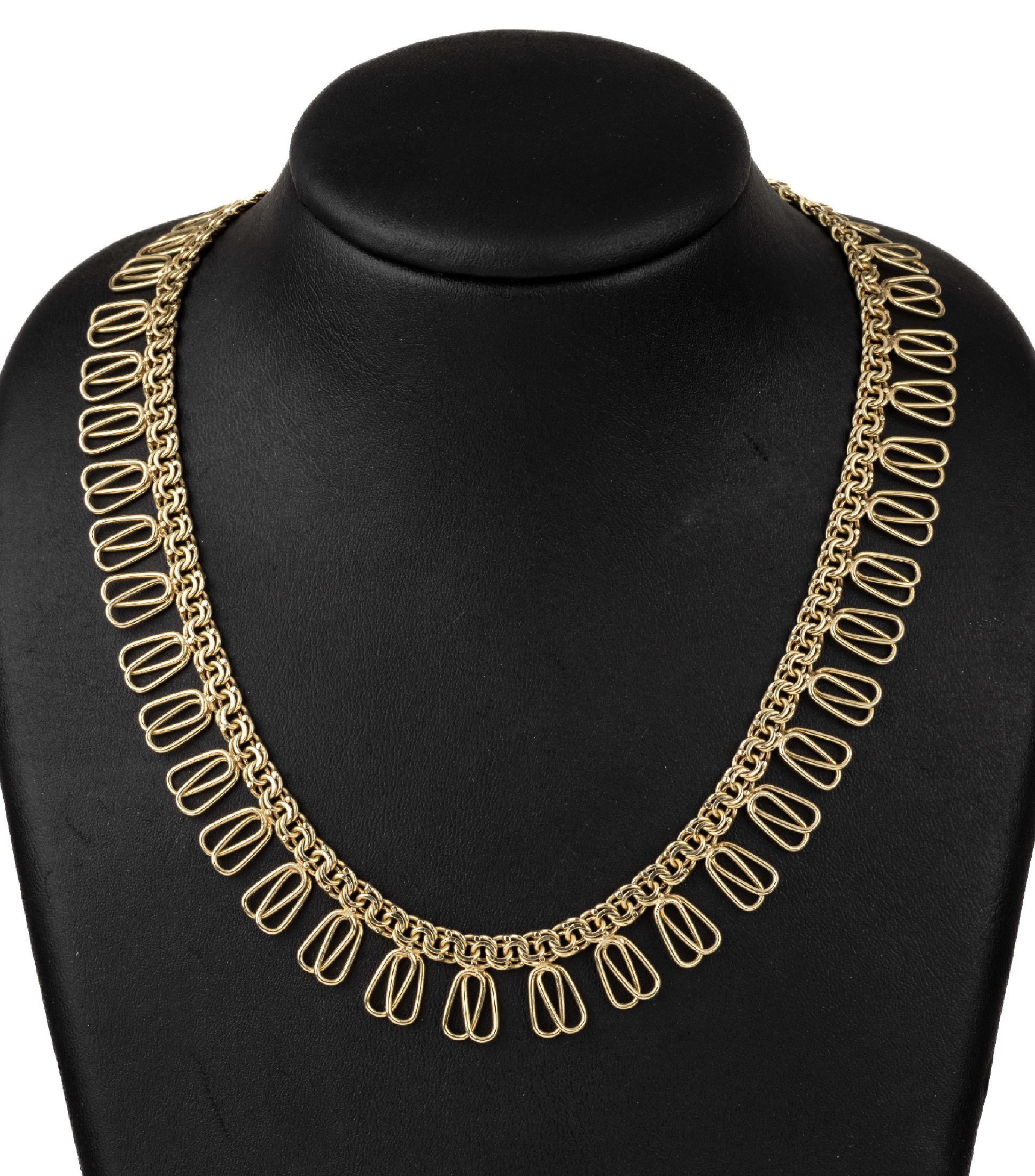 14 kt Gold Collier, GG 585/000, L. ca. 43 cm, ca. 36.7 g, Federringschließe