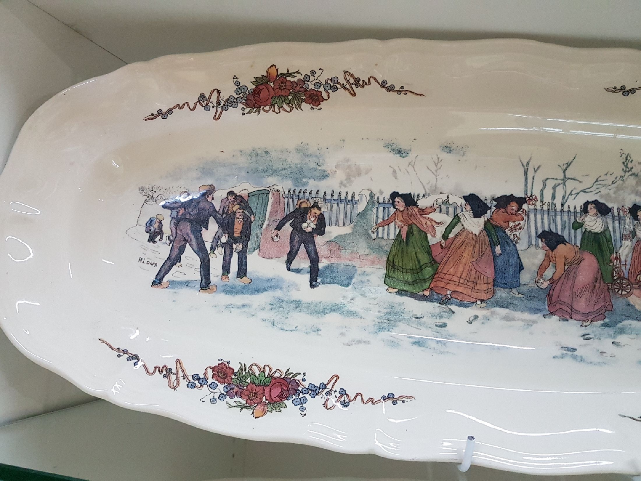 Detail i: Tafelservice, Sarreguemines, France, Modell Obernai, komplett für 6 Personen mit Zubehör, 6 Menueteller, 6 Suppenteller, 6 Dessertteller, 2 kl. ...