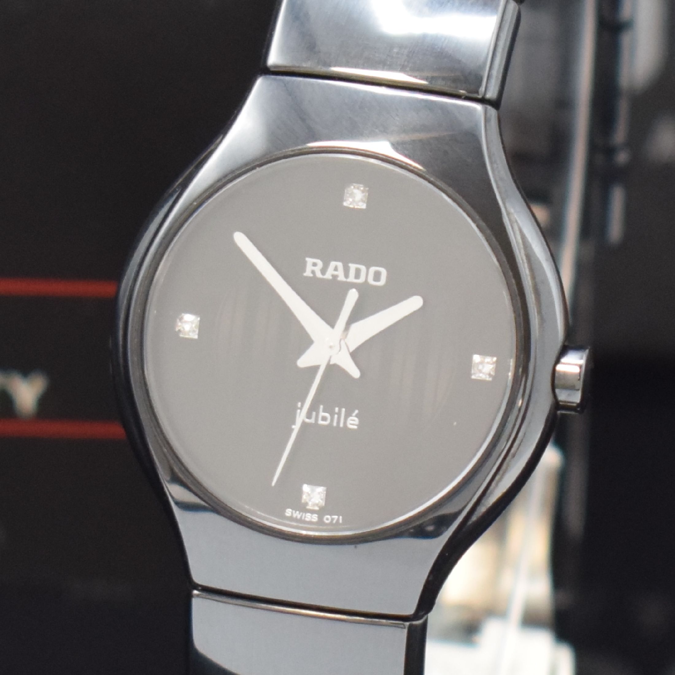 Detail a: RADO Jubilee Armbanduhr in Keramik Referenz 318.0655.3, Schweiz um 2010, quarz, Boden 4 -fach verschr., Gliederband m. dopp. Faltschl. in Titan, ...