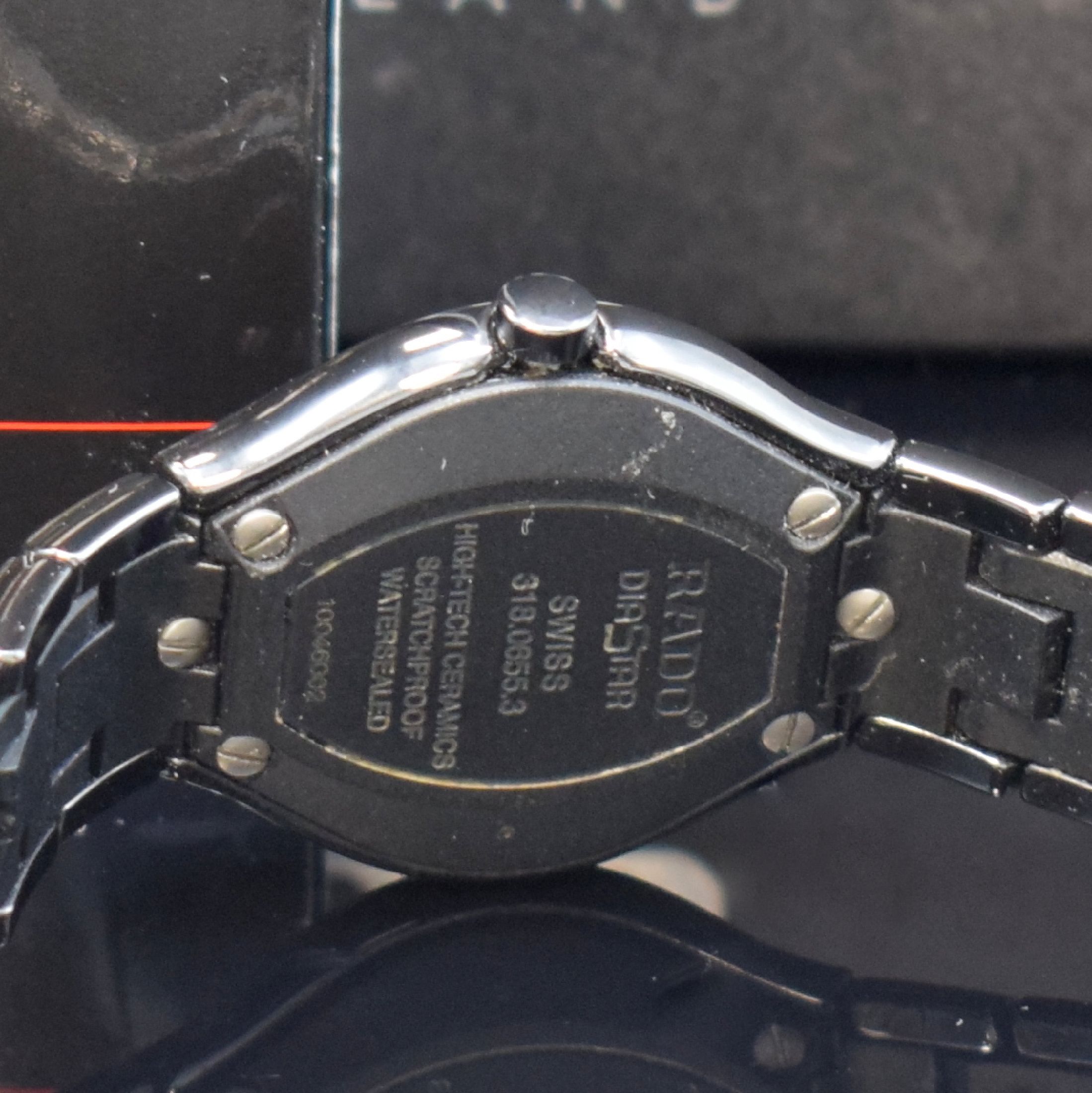 Detail c: RADO Jubilee Armbanduhr in Keramik Referenz 318.0655.3, Schweiz um 2010, quarz, Boden 4 -fach verschr., Gliederband m. dopp. Faltschl. in Titan, ...