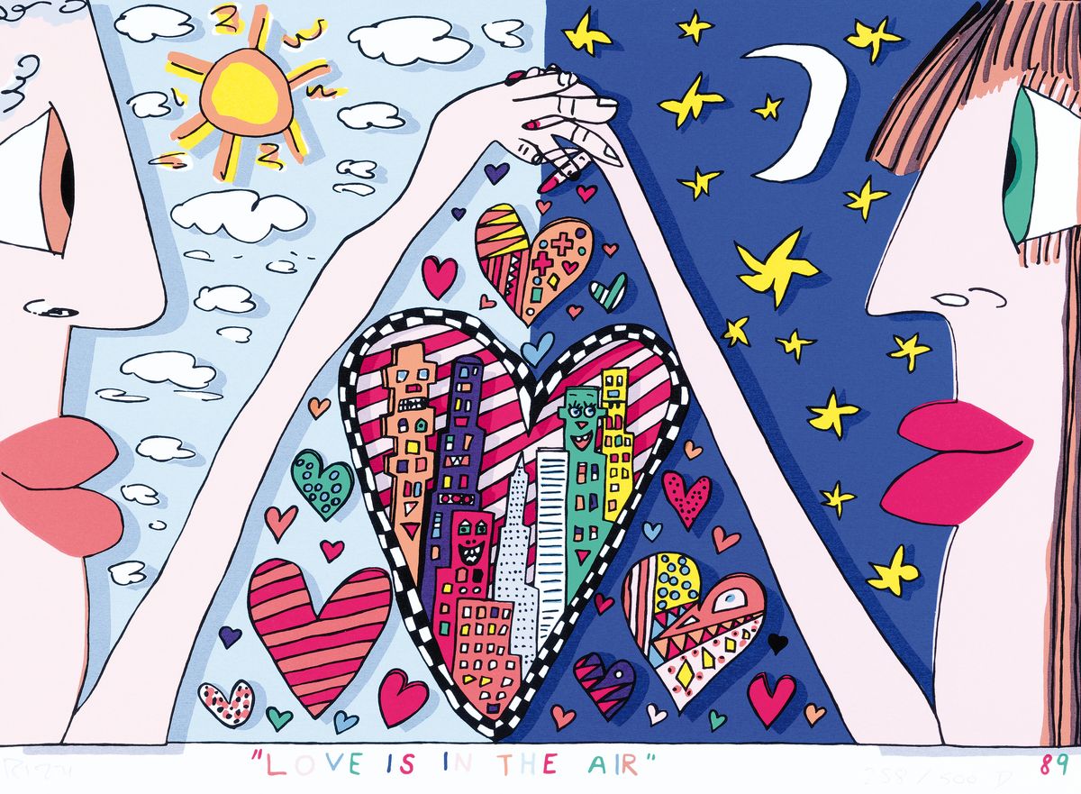 James Rizzi, 1950-2011 New York, Love is in the air, Farbdruck, handsign., num. 258/500 D, von 1989, Blattgr. ca. 34x47cm