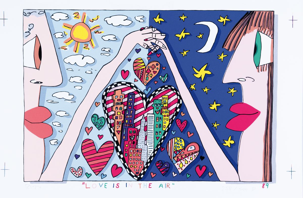 Detail k: James Rizzi, 1950-2011 New York, Love is in the air, Farbdruck, handsign., num. 258/500 D, von 1989, Blattgr. ca. 34x47cm