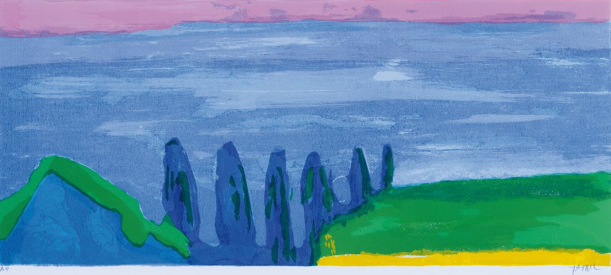 Amos Yaskil, geb. 1935 Haifa, 2 Farbsiebdrucke mit Landschaftsdarstellungen, beide rechts unten sign., beide bez. a.p., je ca. 27x61cm, PP, u.Gl., R. ...