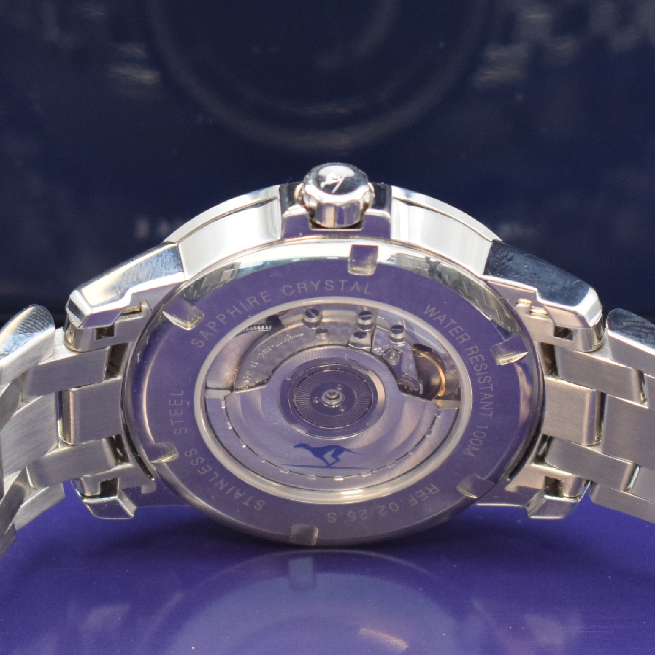 Detail d: VON WANGENHEIM Herrenarmbanduhr Serie SALUKI Modell Disc-GMT Referenz 02.25.S, Schweiz um 2015, Automatik, Edelstahlgeh. inkl. Gliederband m. dopp. ...
