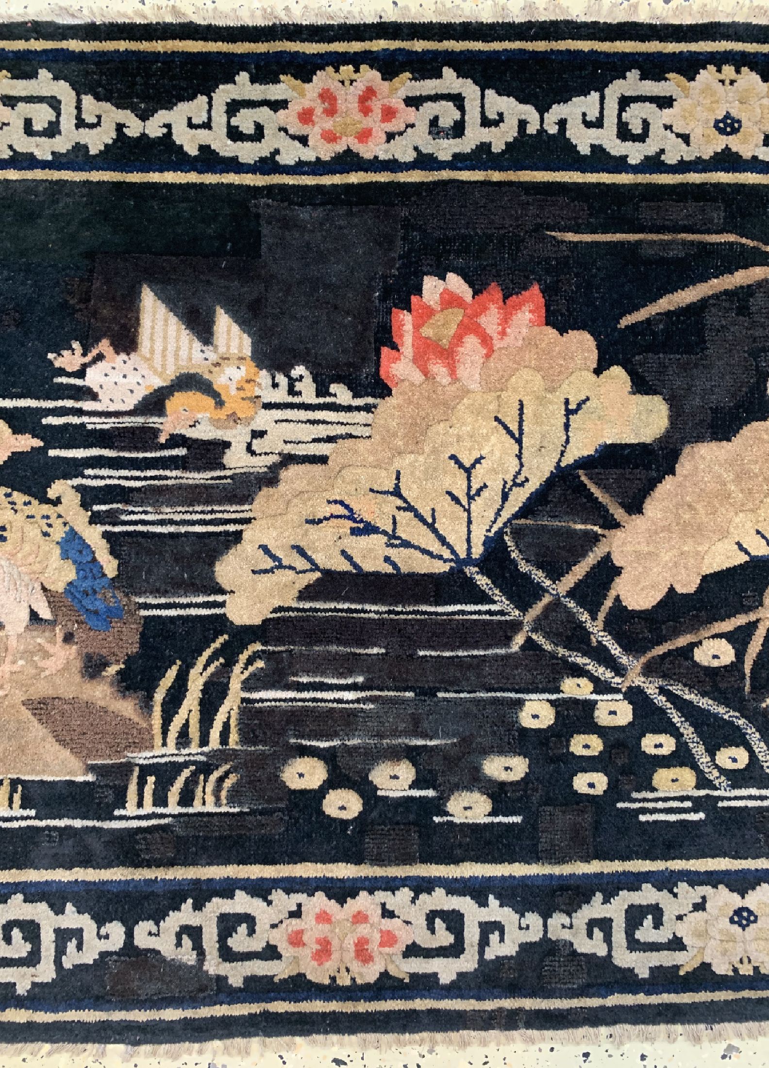 Detail b: Antiker Pao Tow, China, um 1900, Wolle auf Baumwolle, ca. 170 x 97 cm, EHZ: 2, (Restaurierungen)