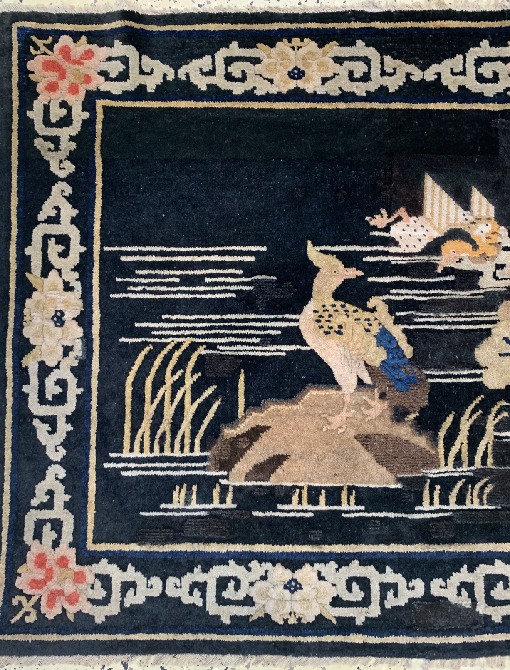 Detail c: Antiker Pao Tow, China, um 1900, Wolle auf Baumwolle, ca. 170 x 97 cm, EHZ: 2, (Restaurierungen)