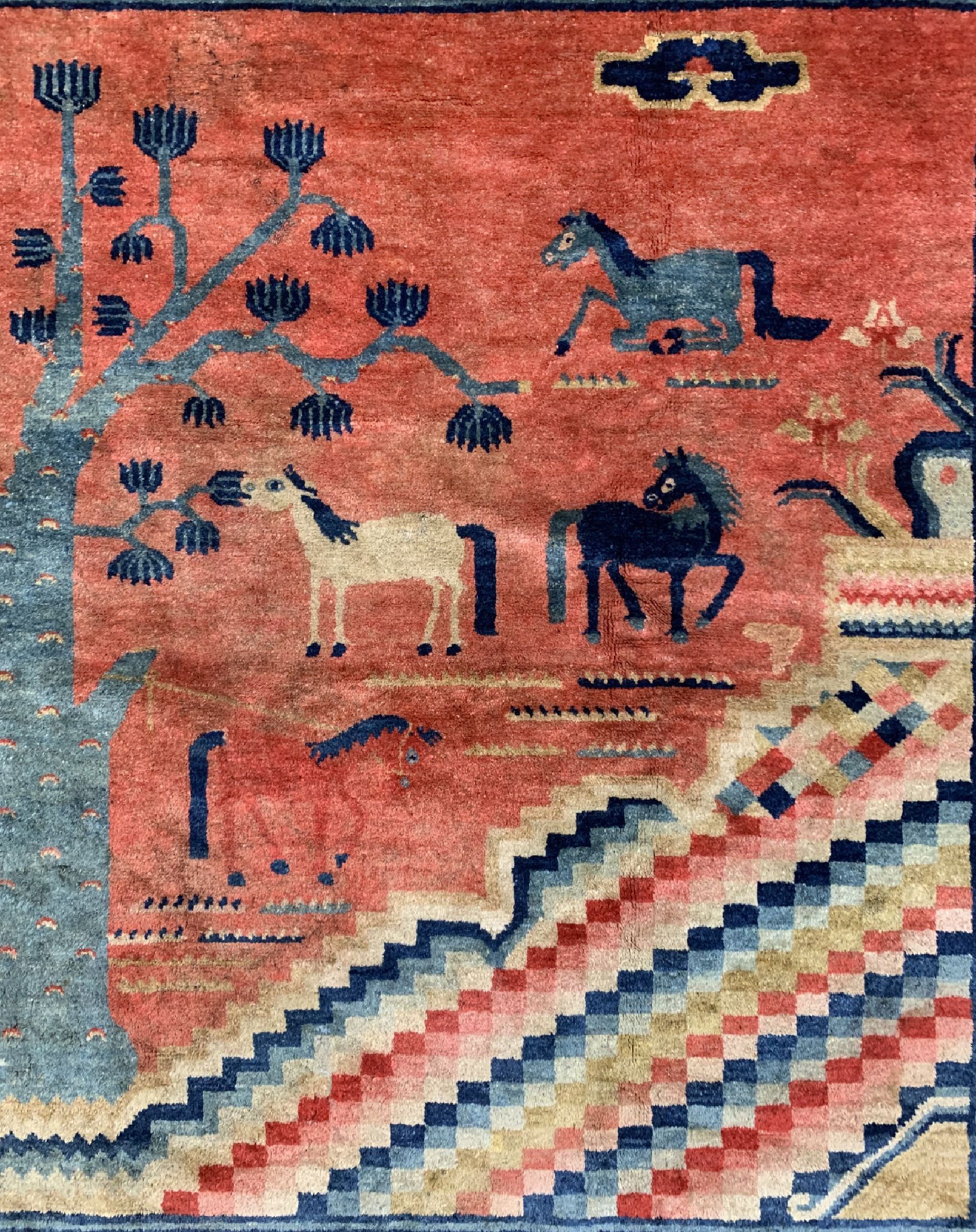 Detail b: Antiker Peking, China, 19.Jhd, Wolle auf Baumwolle, ca. 260 x 170 cm, Mottenfraß, EHZ: 2, gereinigt
