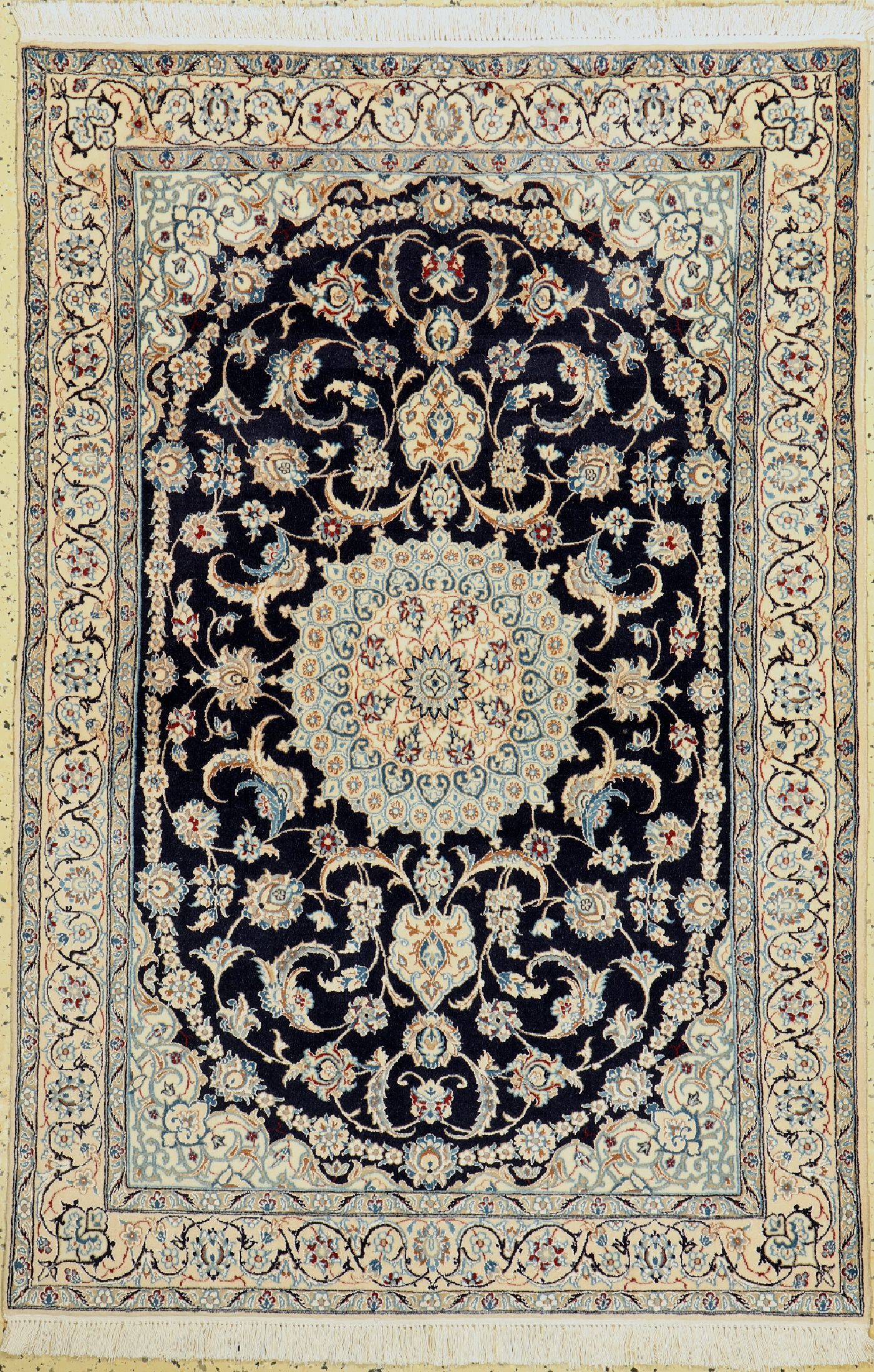 Nain fein(6 La), Persien, ca. 40 Jahre, Korkwolle mit Seide, ca. 150 x 103 cm, EHZ: 1-2