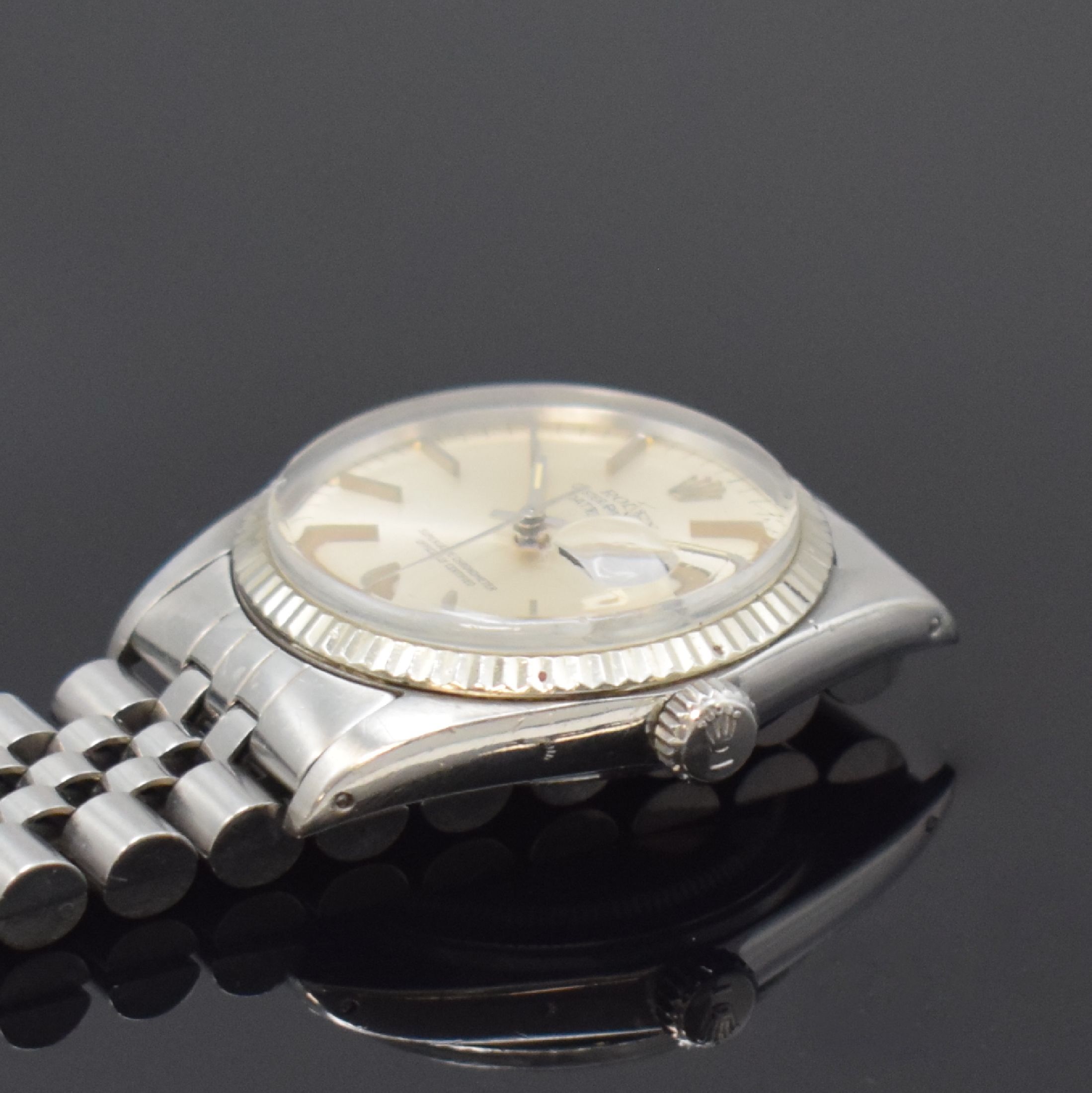 Detail c: ROLEX Herrenarmbanduhr Oyster Perpetual Datejust Referenz 16014, Automatik, Schweiz um 1980, Chronometer der Superlative in Edelstahl inkl. ...