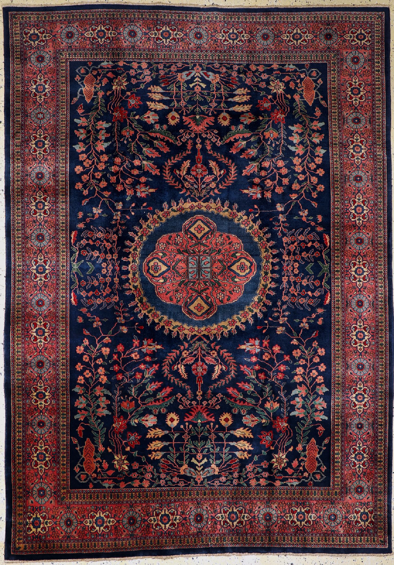 Sarogh Mohajeran fein, Indien, ca. 40 Jahre, Korkwolle auf Baumwolle, ca. 283 x 200 cm, EHZ: 1-2
