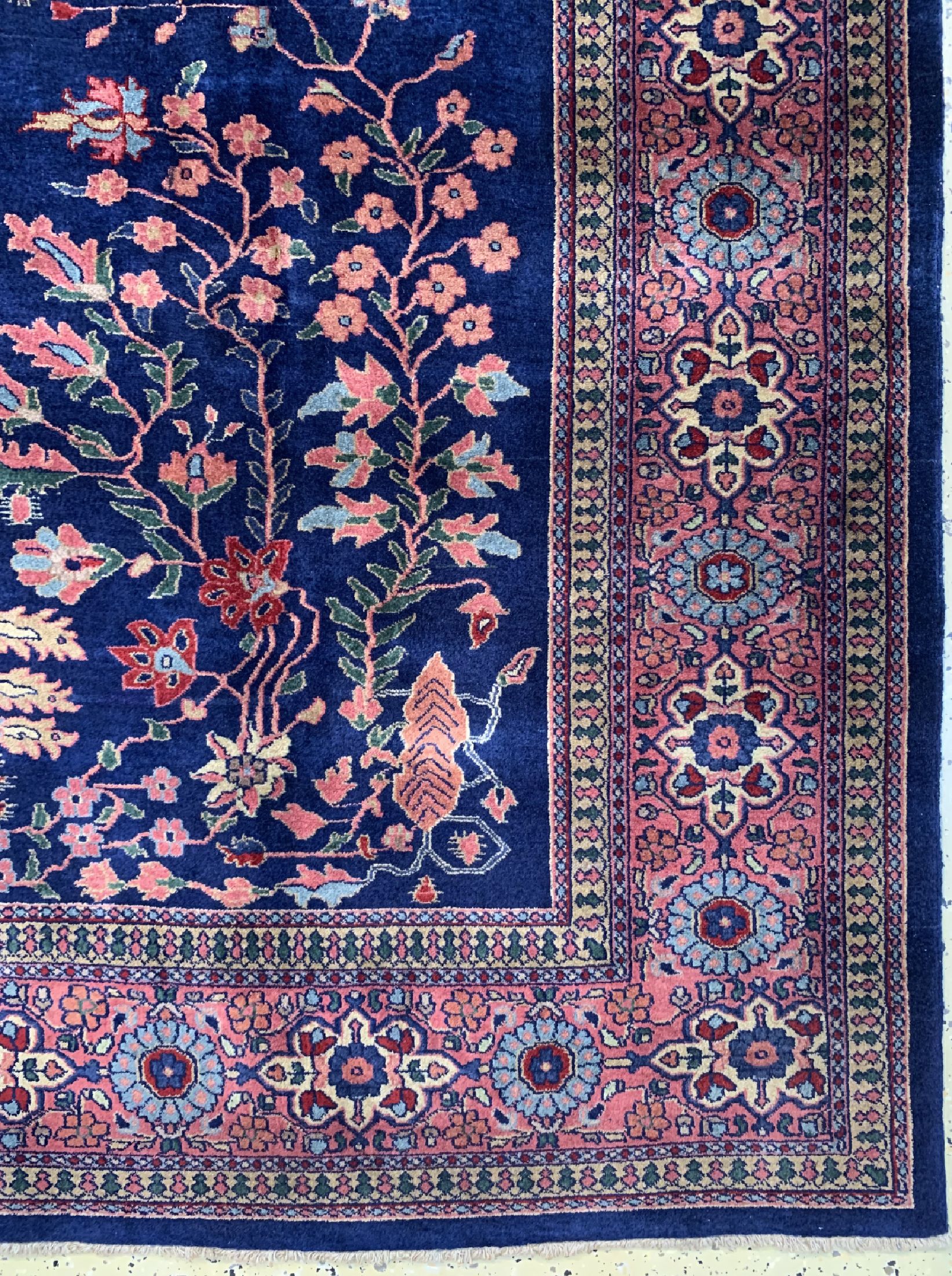 Detail a: Sarogh Mohajeran fein, Indien, ca. 40 Jahre, Korkwolle auf Baumwolle, ca. 283 x 200 cm, EHZ: 1-2